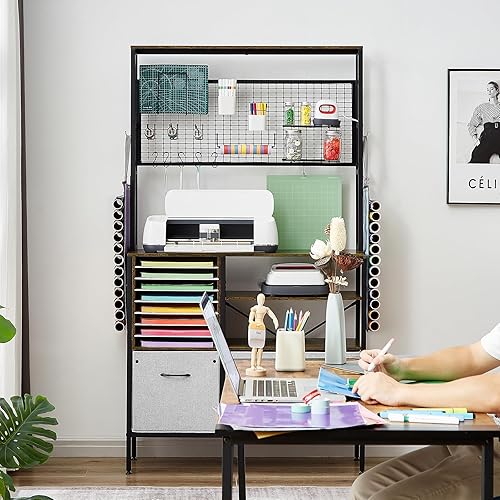 Miniatura 5 de LOPASA Armario de almacenamiento para manualidades compatible con Cricut, escritorio organizador de manualidades con almacenamiento para adultos,