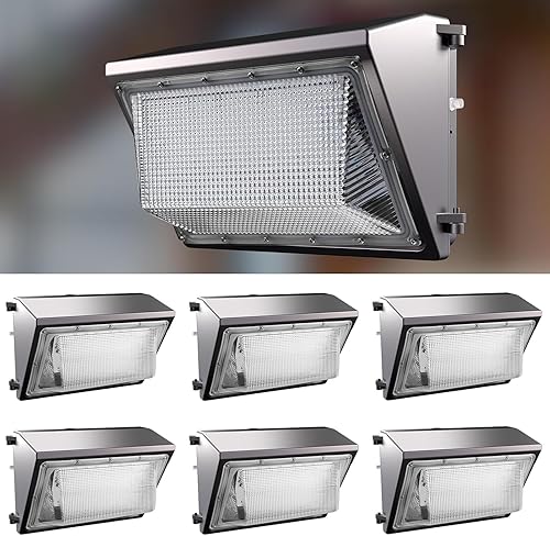 Lightdot Paquete de 6 luces LED de pared de 122 W, 100-277 V del atardecer al amanecer con fotocélula de 18000 lúmenes, 5000 K, luz diurna IP65,