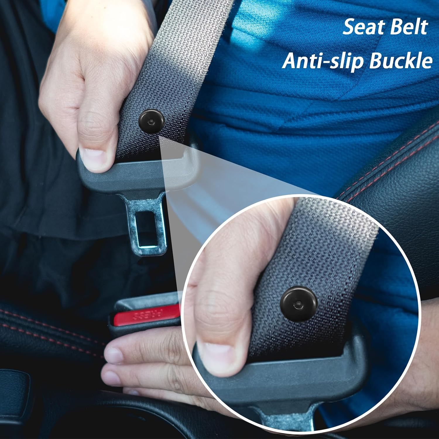 10 Sets Universal Seatbelt Stopper Kit, Snap-on Seat Belt Button Stopper Plastic Seatbelt Buckle Stopper Button Prevent Seatbelt Clip from Sliding Down No Welding Required (Black/10PCS)
