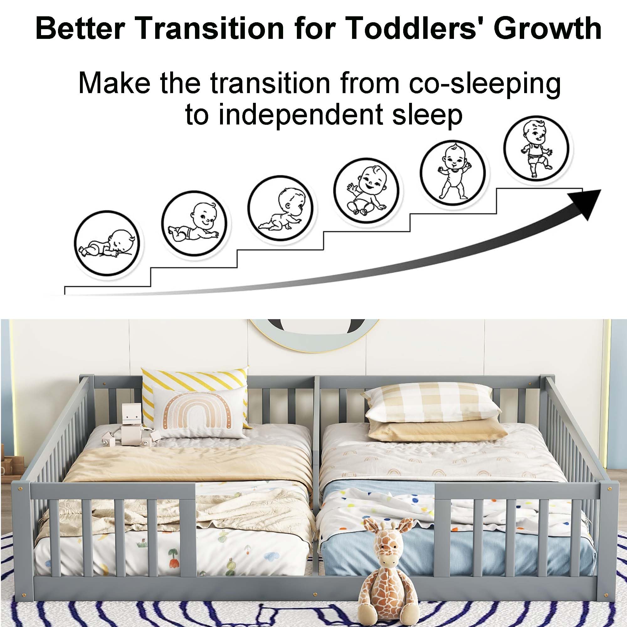 Floor Bed For Kids Montessori Bed Frame With Fence Desertcart