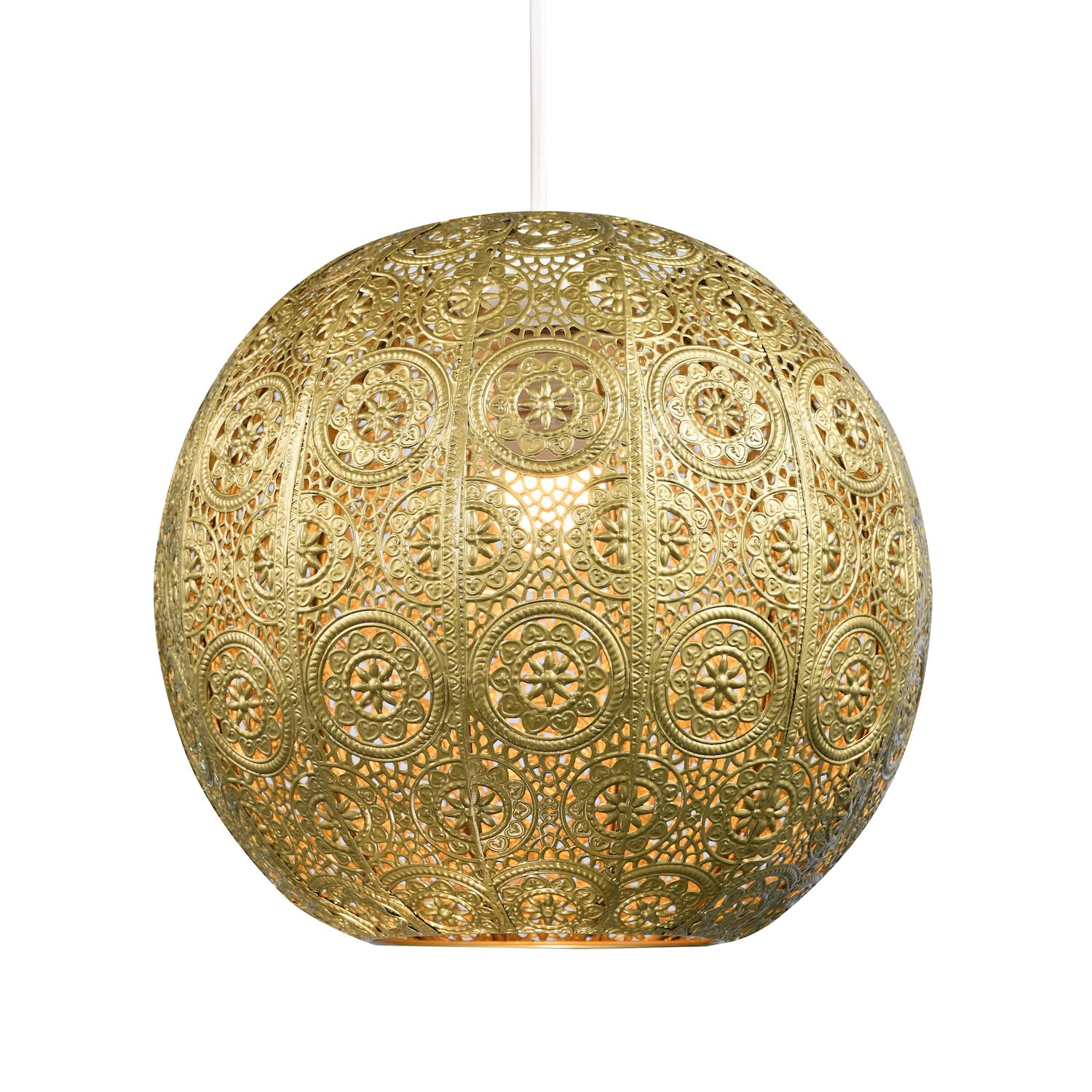 Rackhams Gold 30Cm Spherical Moroccan Pendant Lamp Shade In Satin Metal - Vintage Design