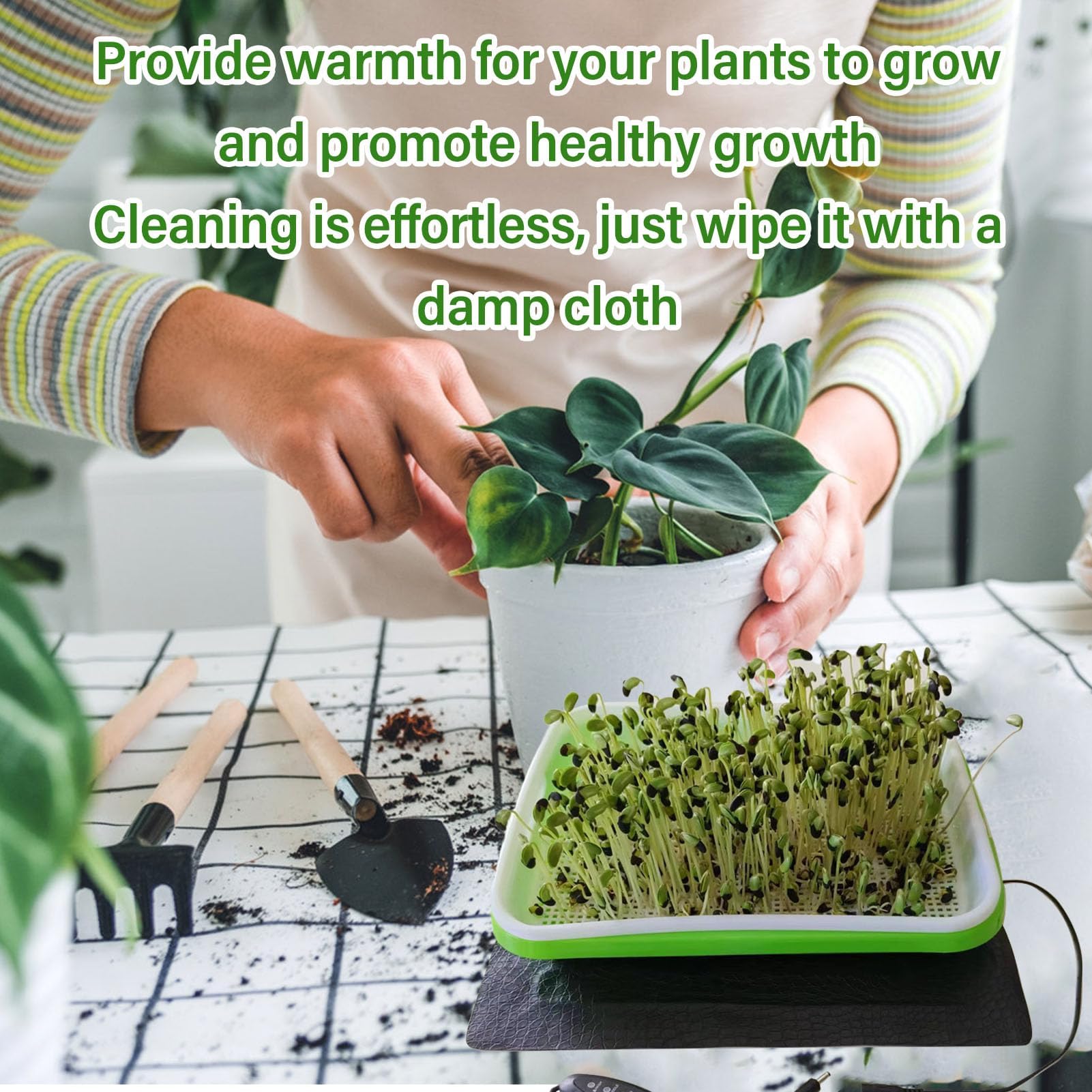 Ejoyous Tapis Chauffant pour Plantes, Tapis Chauffant pour Semis avec Thermostat, Réglage de la Température à 3 Vitesses pour la Germination des Semis, pour Serre (3318)