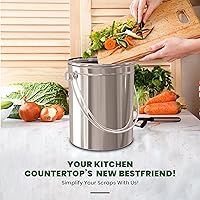 Vista 6 de Utopia Kitchen Contenedor de compostaje para encimera de cocina, cubo de compostaje de 1 galón para cocina con tapa, incluye 1 filtro de carbón