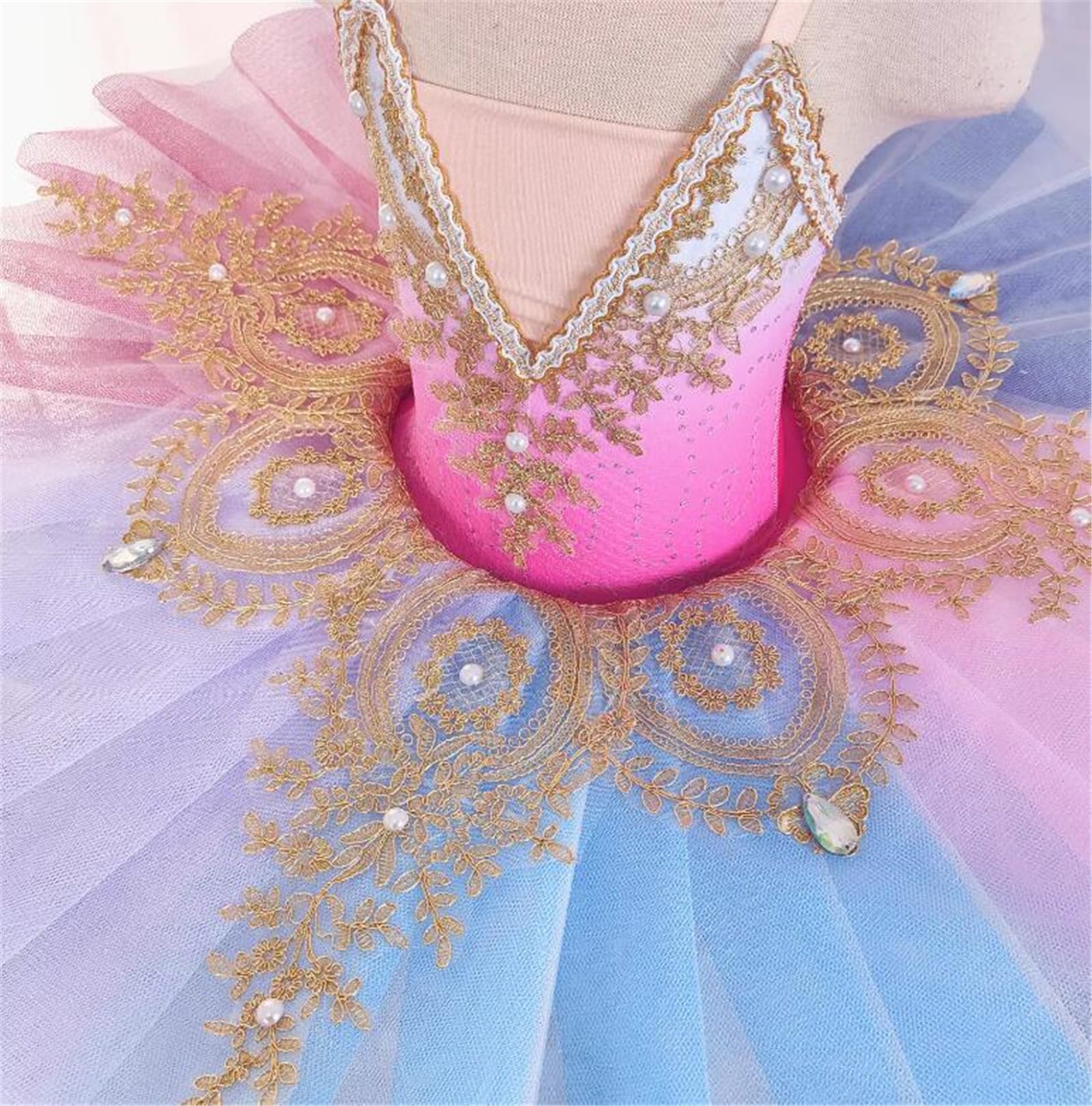 Vestido de Ballet con Tutú y Falda de Bailarina para Fiesta Competición para Niña Disfraz de Ballet de Lago de Los Cisnes (160)