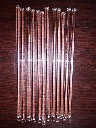 (PACK OF 12) Stirring rod 200mm x 6mm Borosilicate Glass One Side Flat
