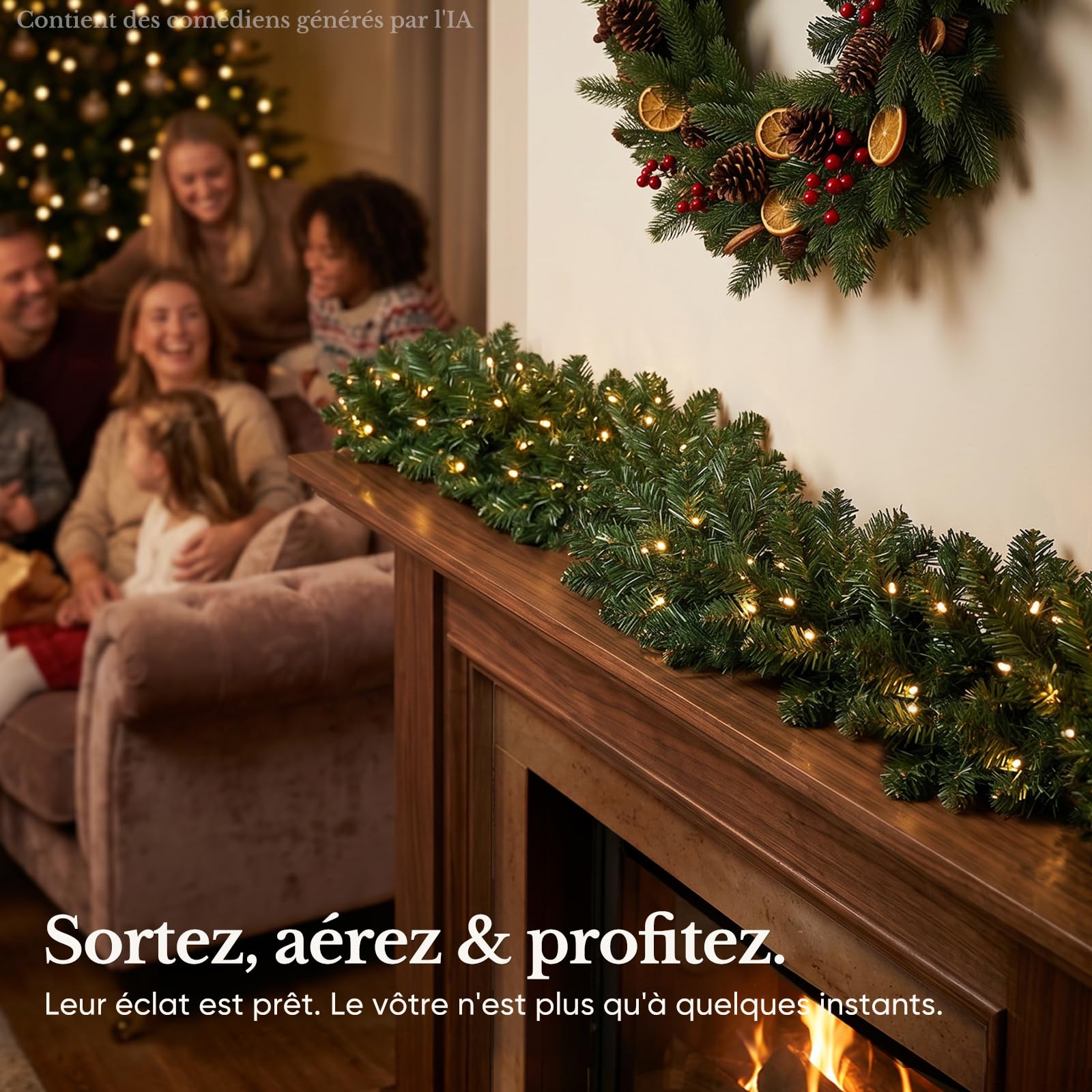 HOKEEPER Guirlande de Noël de 270 cm avec LED
