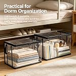 Large Heavy-Duty Thick Clear Plastic Storage Bags, Foldable Transparent Organizer Bins with Zipper Lid & Reinforced Handles, All-Purpose Storage for Clothes, Blankets, Moving and Closet Organization