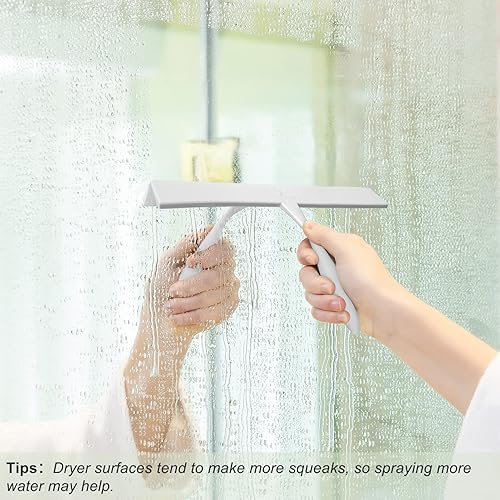 Miniatura 2 de Escobilla de ducha para puertas de vidrio, escobilla de silicona de 11 pulgadas con mango antideslizante y gancho adhesivo para baño, espejo,