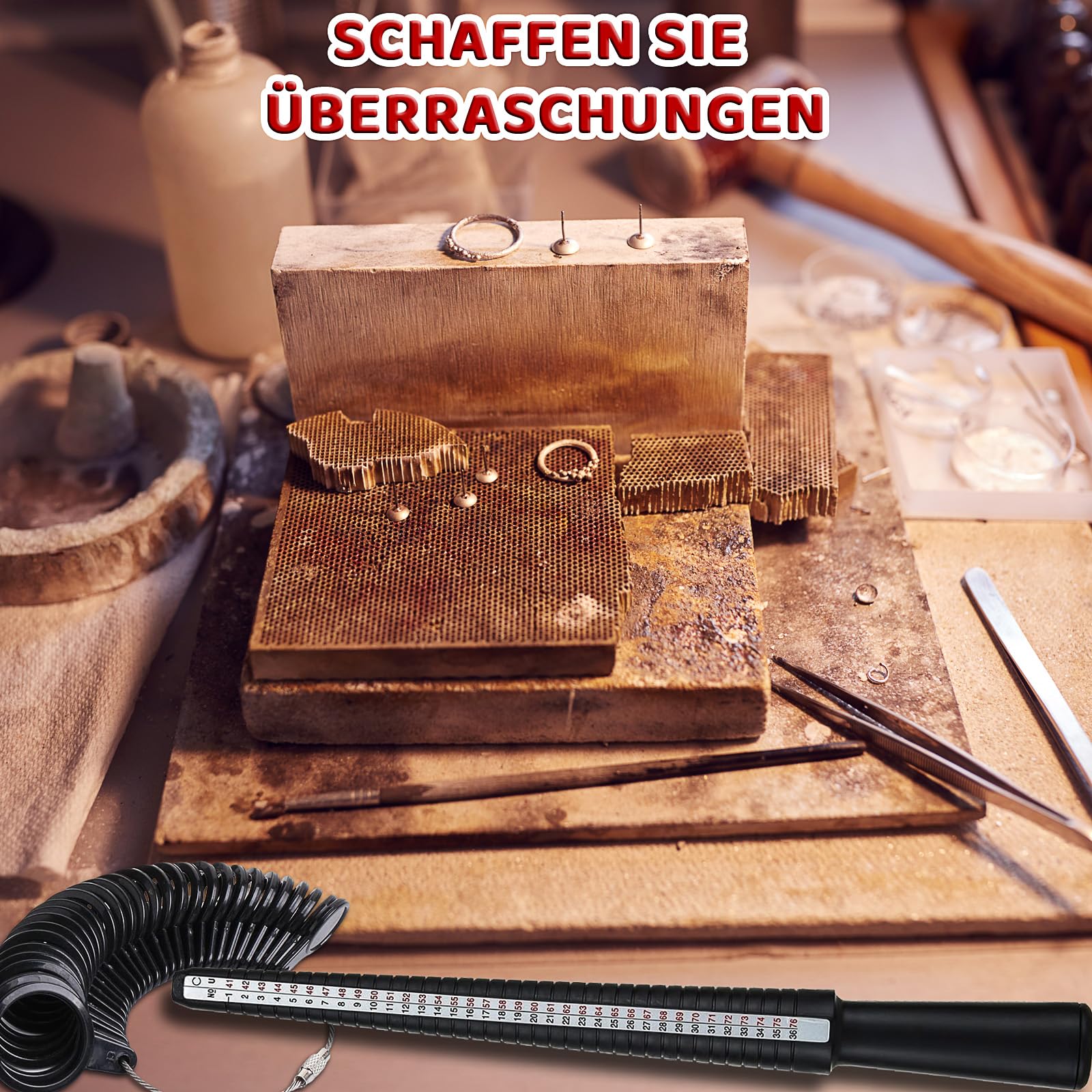 Baguier Mesure Taille Doigts,4 Pièces Outil de Mesure pour Bague Mesure Taille Bague Guide des Tailles Baguier de Doigt Professionnel Baguier Calibreur pour Tailles EU US UK