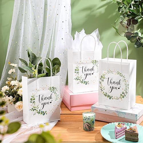 Miniatura 2 de Tinlade 30 bolsas de regalo de agradecimiento con papel de seda dorado con asa para graduación, negocios, compras, boda, baby shower, regalos de