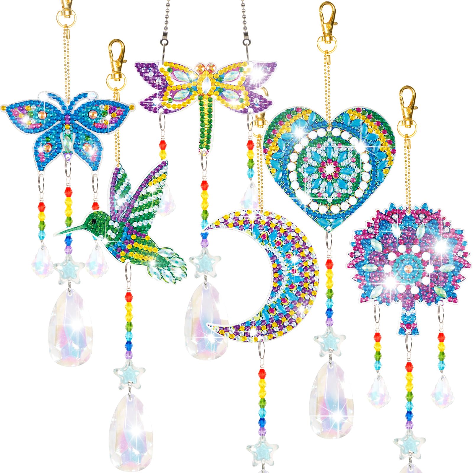 Corona di pittura a diamante 5D con luce a LED, corona di fiori per uccelli DIY