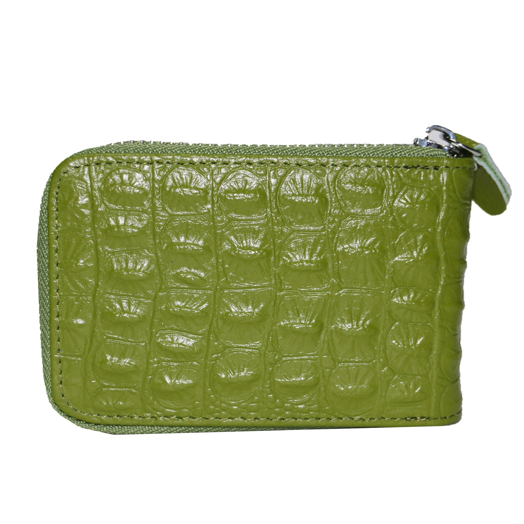 Genuine Leather Accordion Zipper Credit Case Card Holder Wallet with ID Window