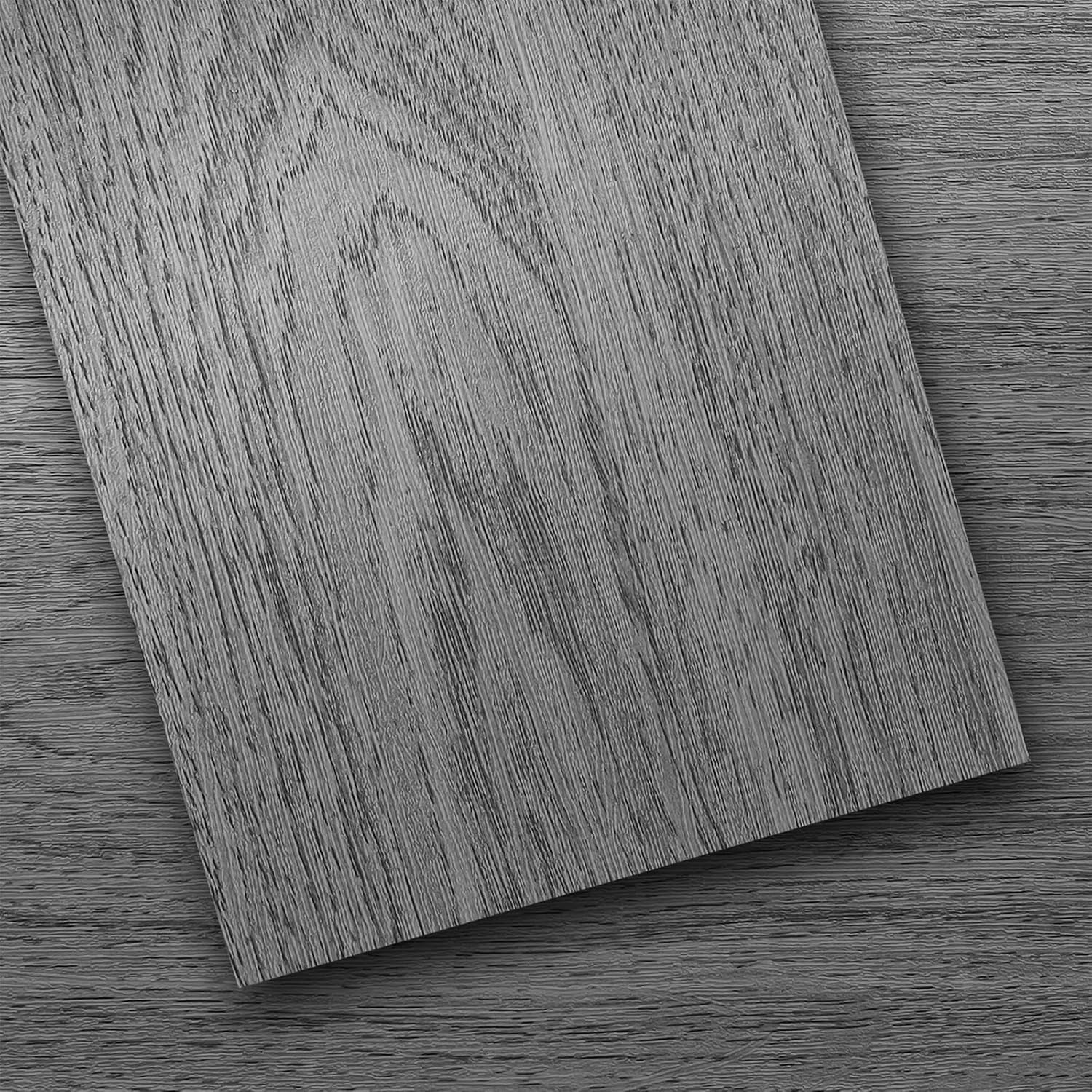 HomeUpgradeMadeSimple Peel & Stick Vinyl Floor Tiles 18 Sq Ft Dull Grey Wood Look Planks, Waterproof Self-Adhesive 36x6" DIY for Kitchen RV