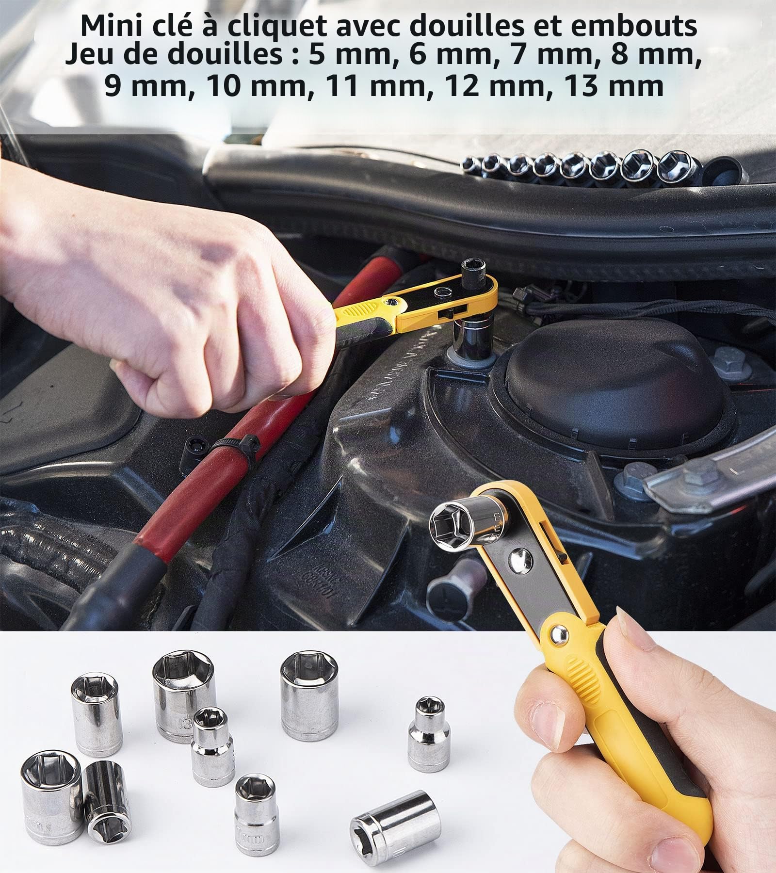 DOWELL Ensemble d'outils, kit d'outils pour réparation automobile et ménage avec douille, clé, tournevis, ensemble d'embouts et boîte de rangement en plastique, HYT128 (128 pièces)