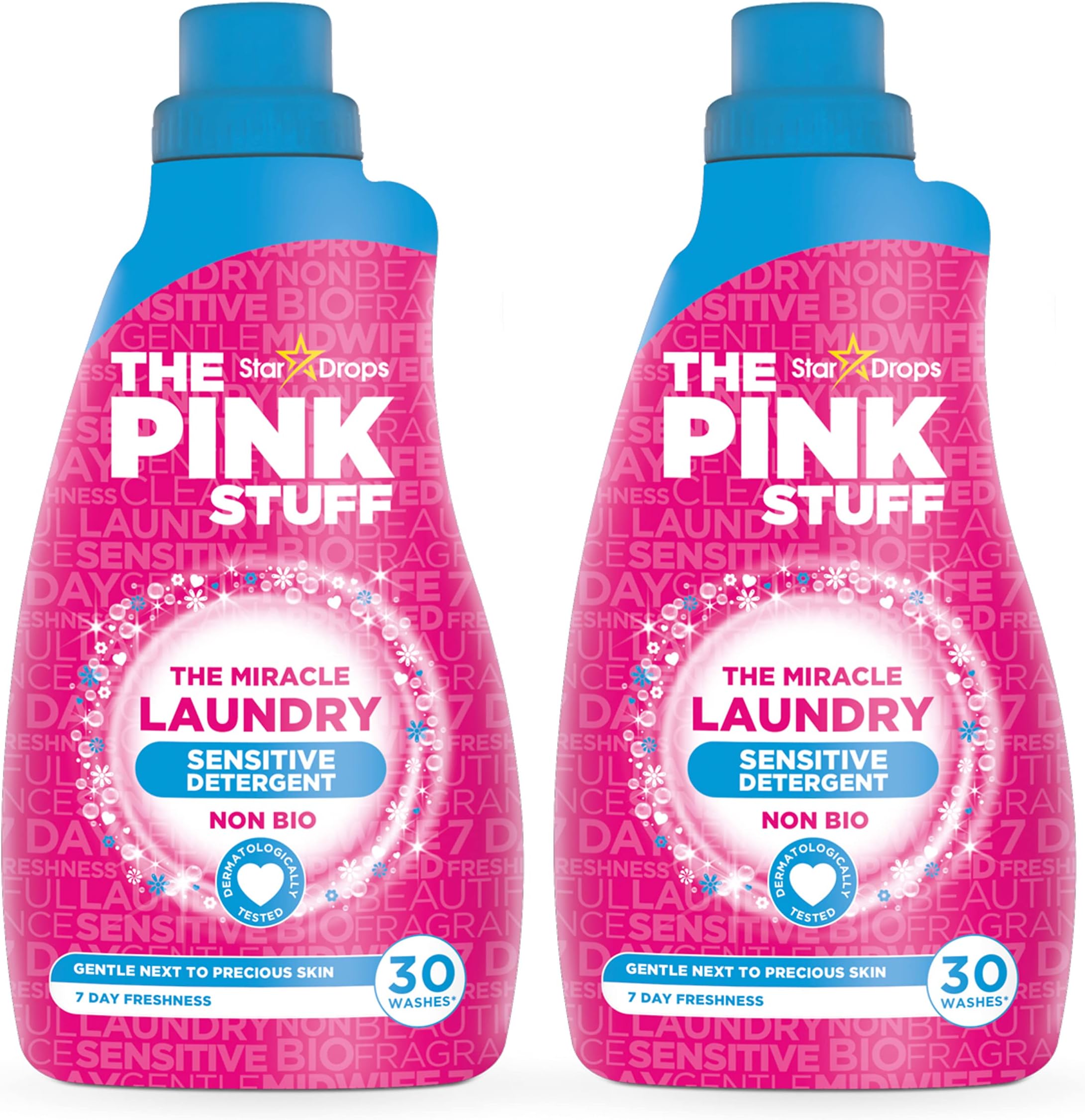 The Pink Stuff - The Miracle Laundry Sensitive Non Bio Liquid - 32oz Pack of 2