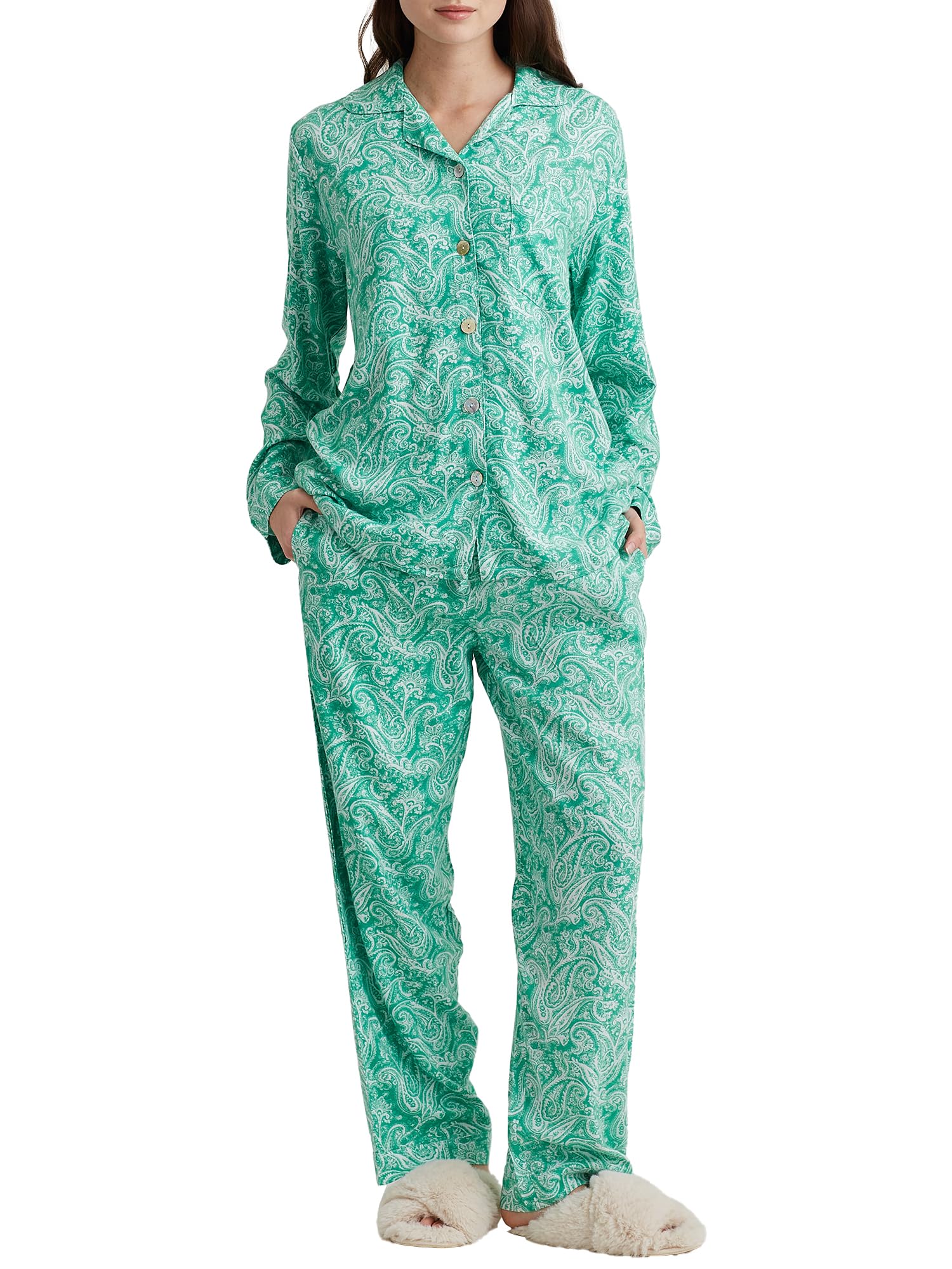 Papinelle Sophia Cozy Woven Pajama Set M, Spearmint