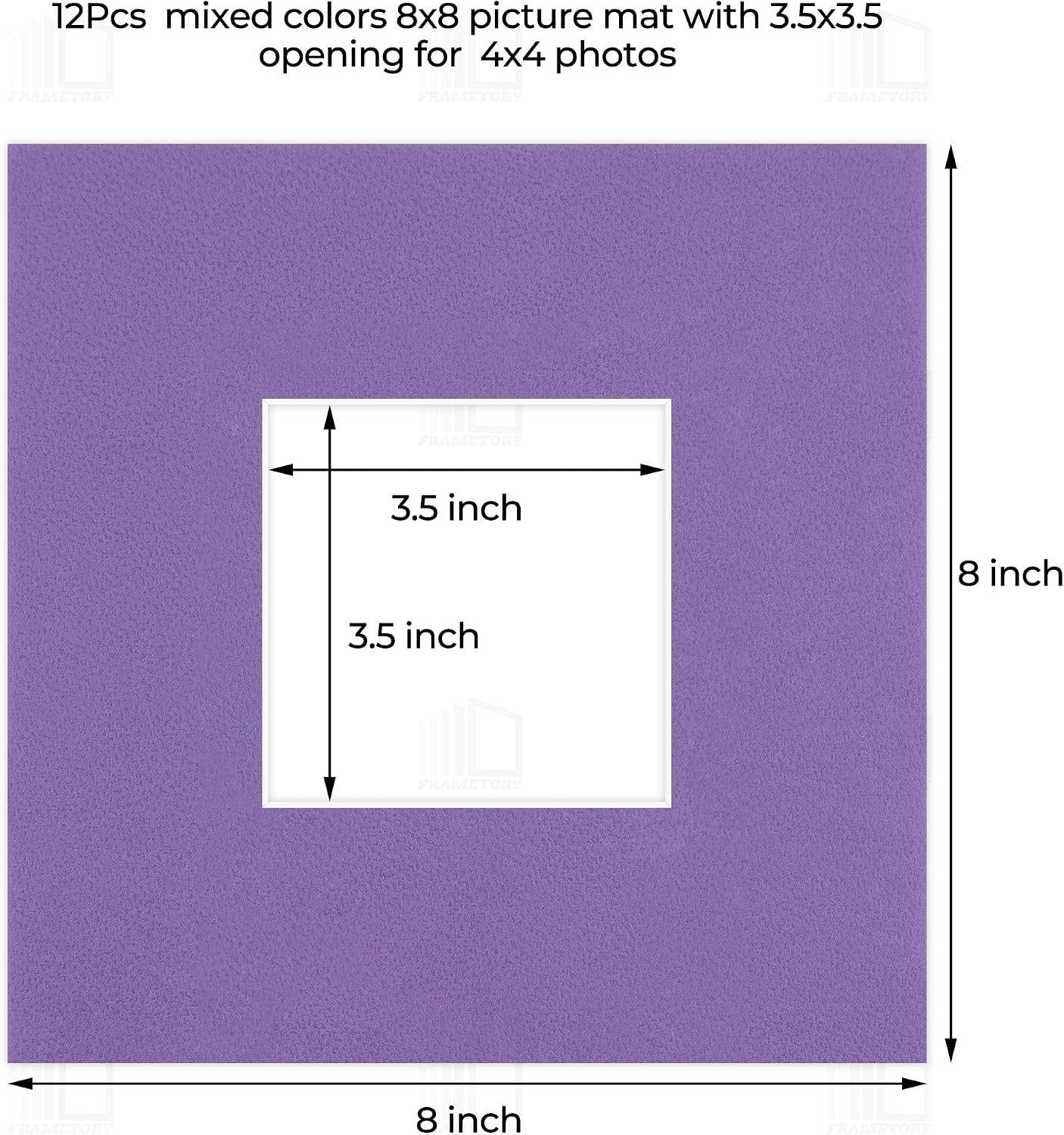 Frametory 12 Pack 8x8 Picture Mat for 4x4 Photo Mix Color