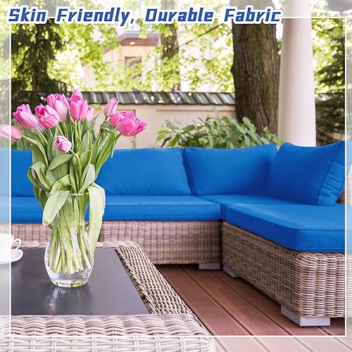 Miniatura 6 de Patelai 14 fundas de cojín impermeables para patio al aire libre, de 24 x 24 pulgadas, a prueba de rayos UV, fundas de asiento seccionales para sofá