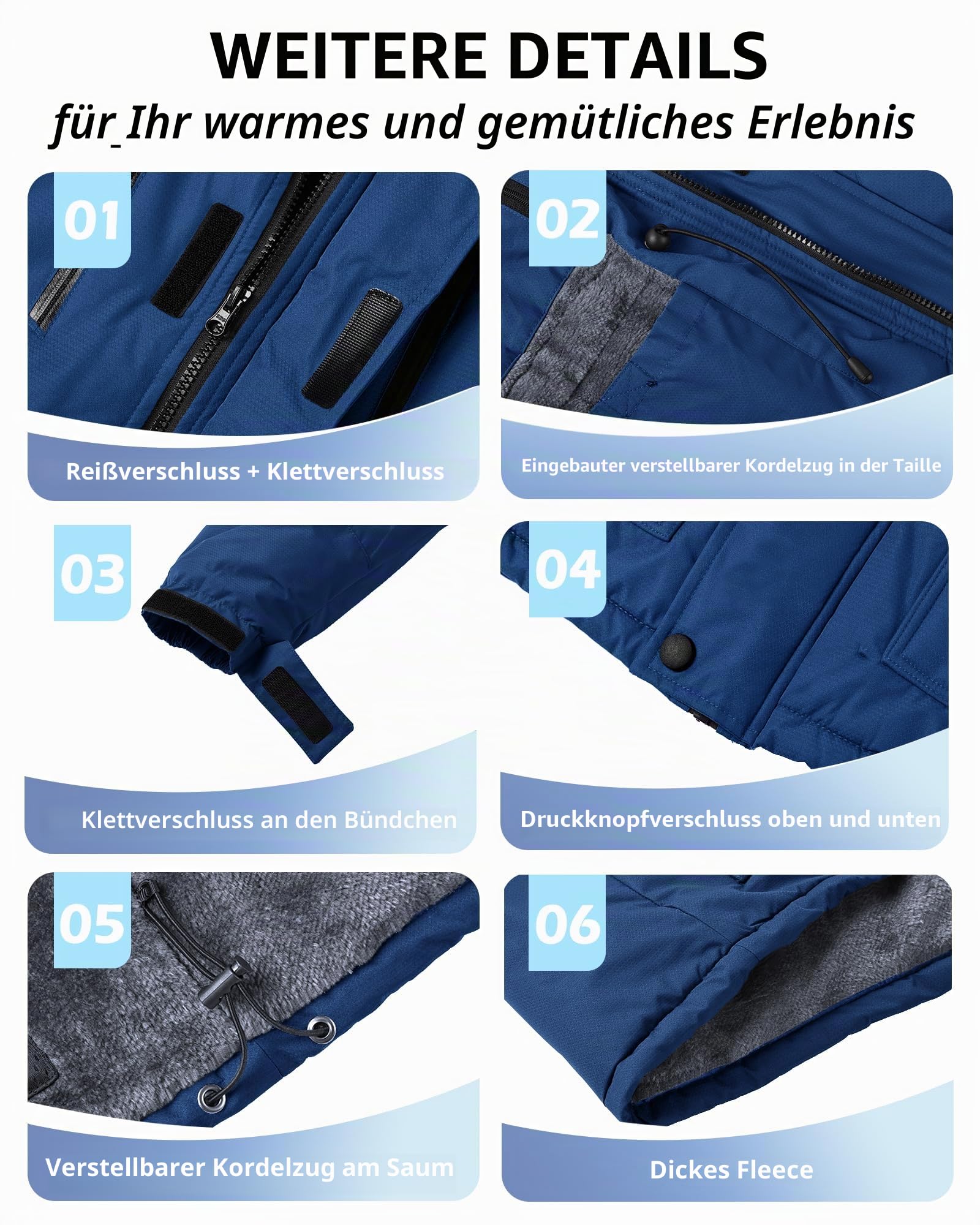 Tansozer Herren Wasserabweisende Gefütterte Winterjacke