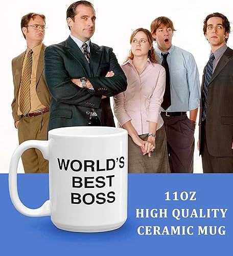 Miniatura 5 de Taza Deoqash del Mejor Jefe del Mundo, Taza de Café de The Office, Decoración de Oficina, Regalos para el Día del Jefe, para Fans, Colegas o Amigos,