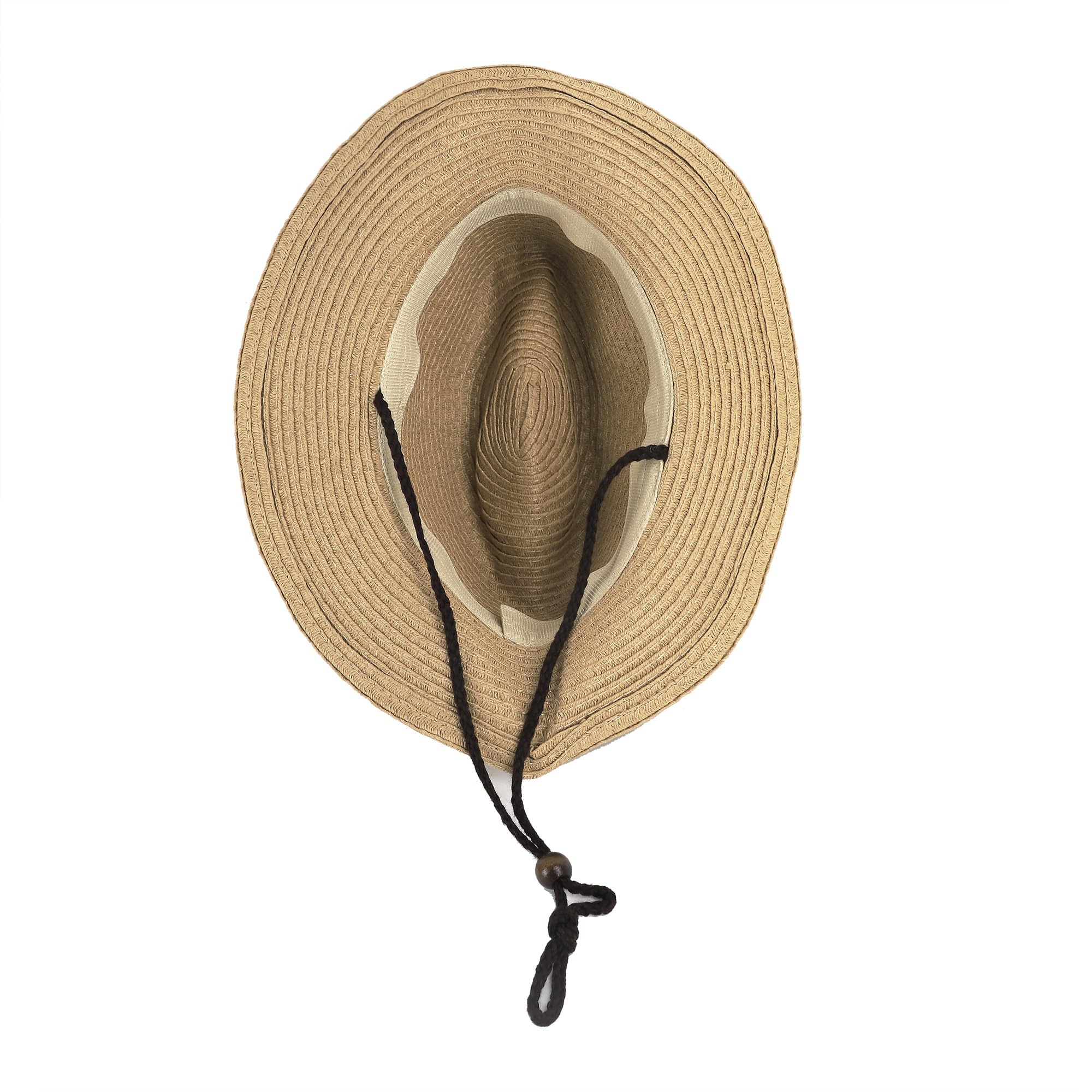 JIAHG Chapeau de Paille Enfant 3-8 Ans Chapeau de Cow-Boy Western Panama UV Protection avec Mentonnière Casquette Visière de Soleil Plage Voyage Camping Randonnée