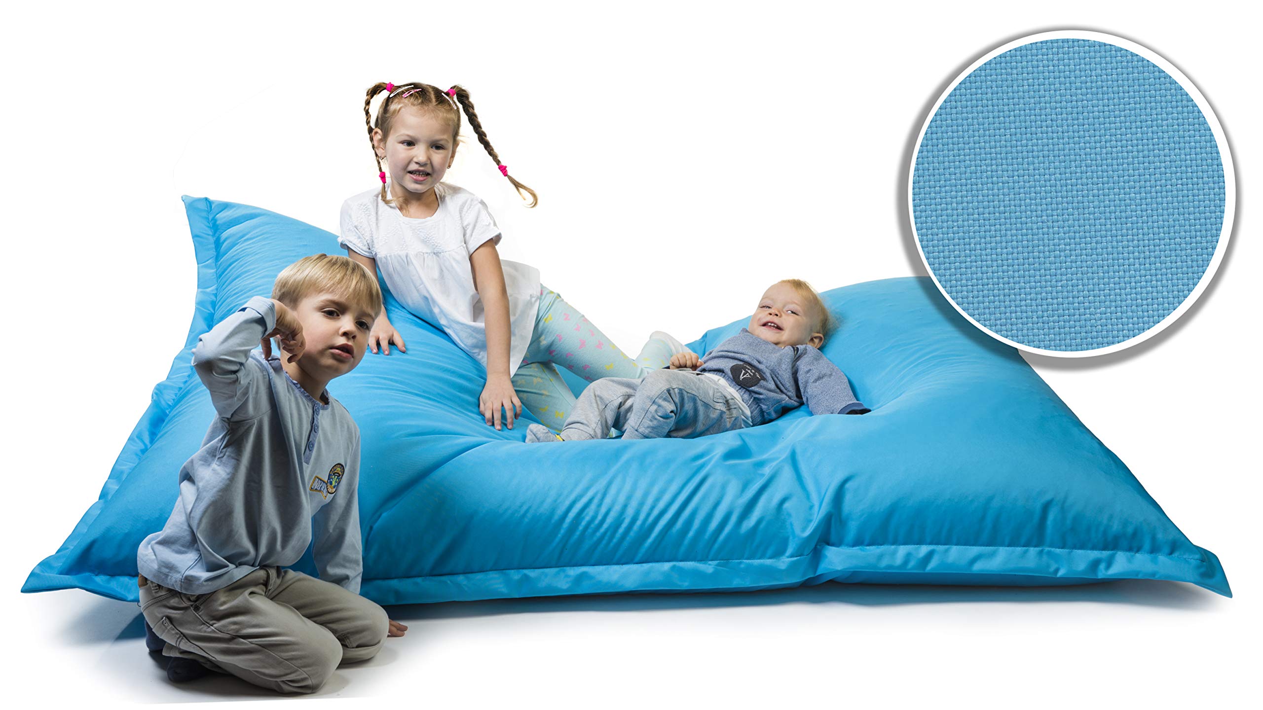 sunnypillow worek do siedzenia XXL, do użytku na zewnątrz i wewnątrz, 180 x 145 cm z wypełnieniem ze styropianu 400 l, dla dzieci i dorosłych, wiele kolorów i rozmiarów do wyboru 100 x 150cm niebieski