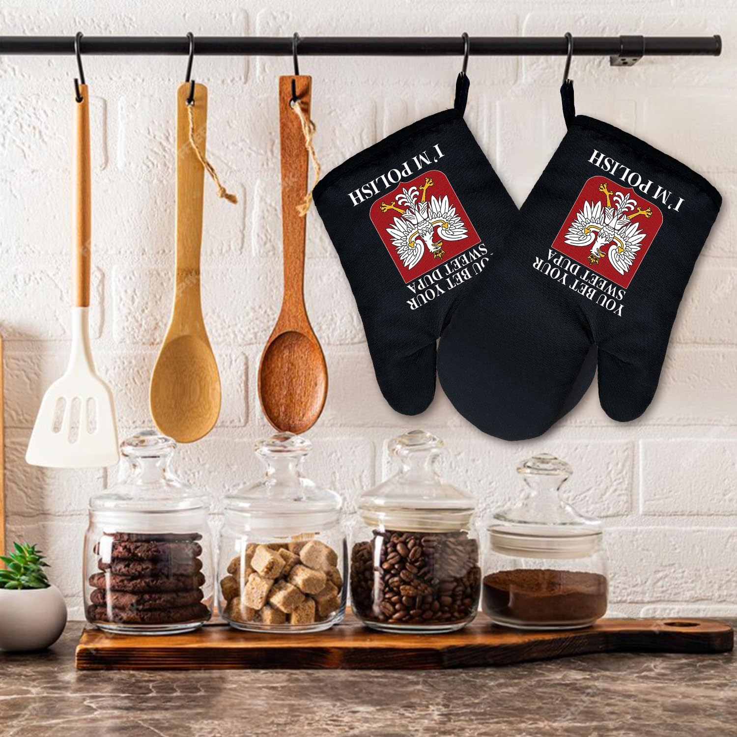 zcyhtqp, You Bet Your Sweet Dupa I'm Polish, Funny Silicone Non-Slip Oven Mitts and Pot Holders Sets of 2, Bake Lover Gift, Housewarming Gifts, Perfect for Kitchen,Cooking,Baking,Grilling image 2