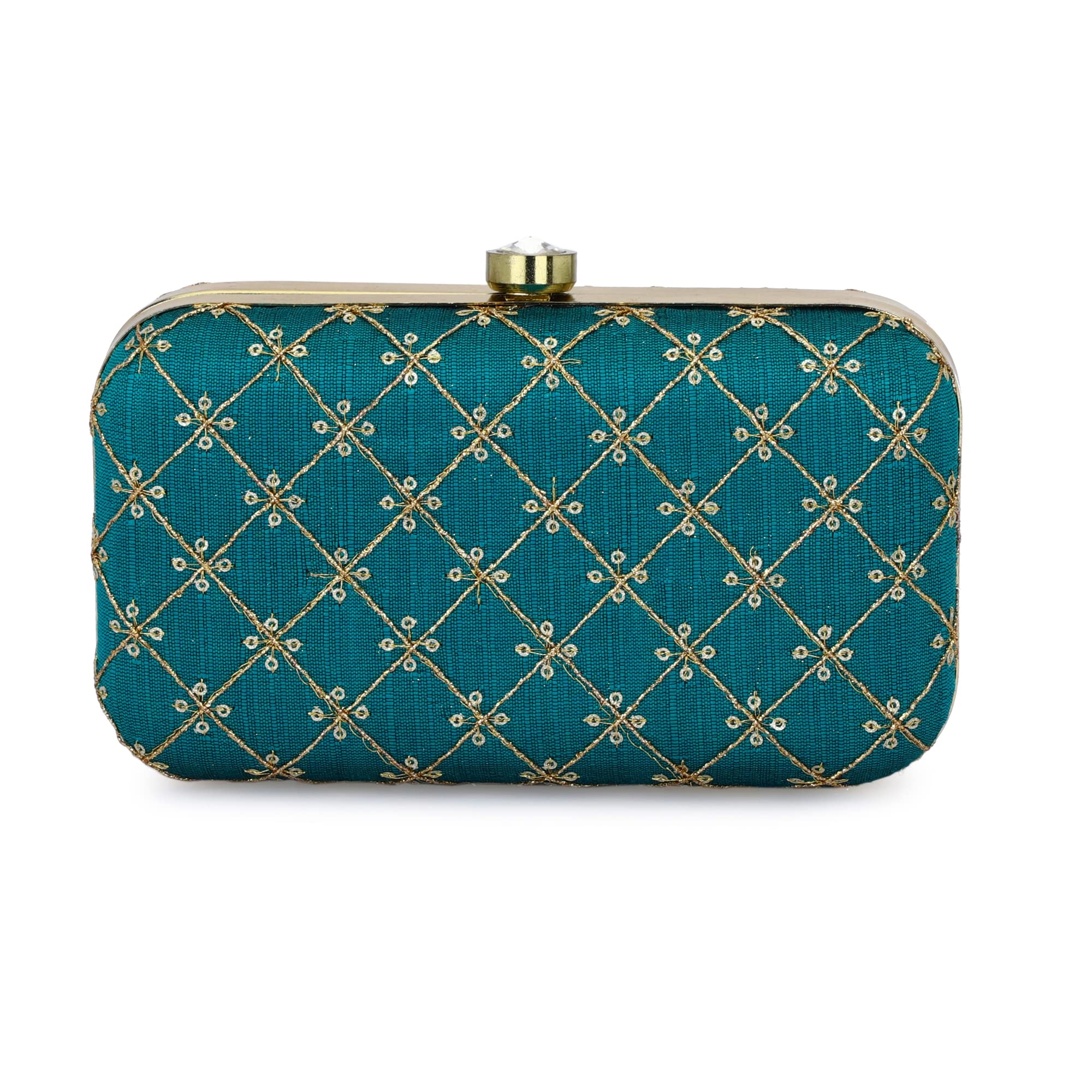 TOOBA Women Handicraft Hand Embroidered Box Clutch Bag Purse for Bridal, Casual, Wedding (Turquoise Square) (B0BDMKHJ9Y) Amazon Price History, Amazon Price Tracker
