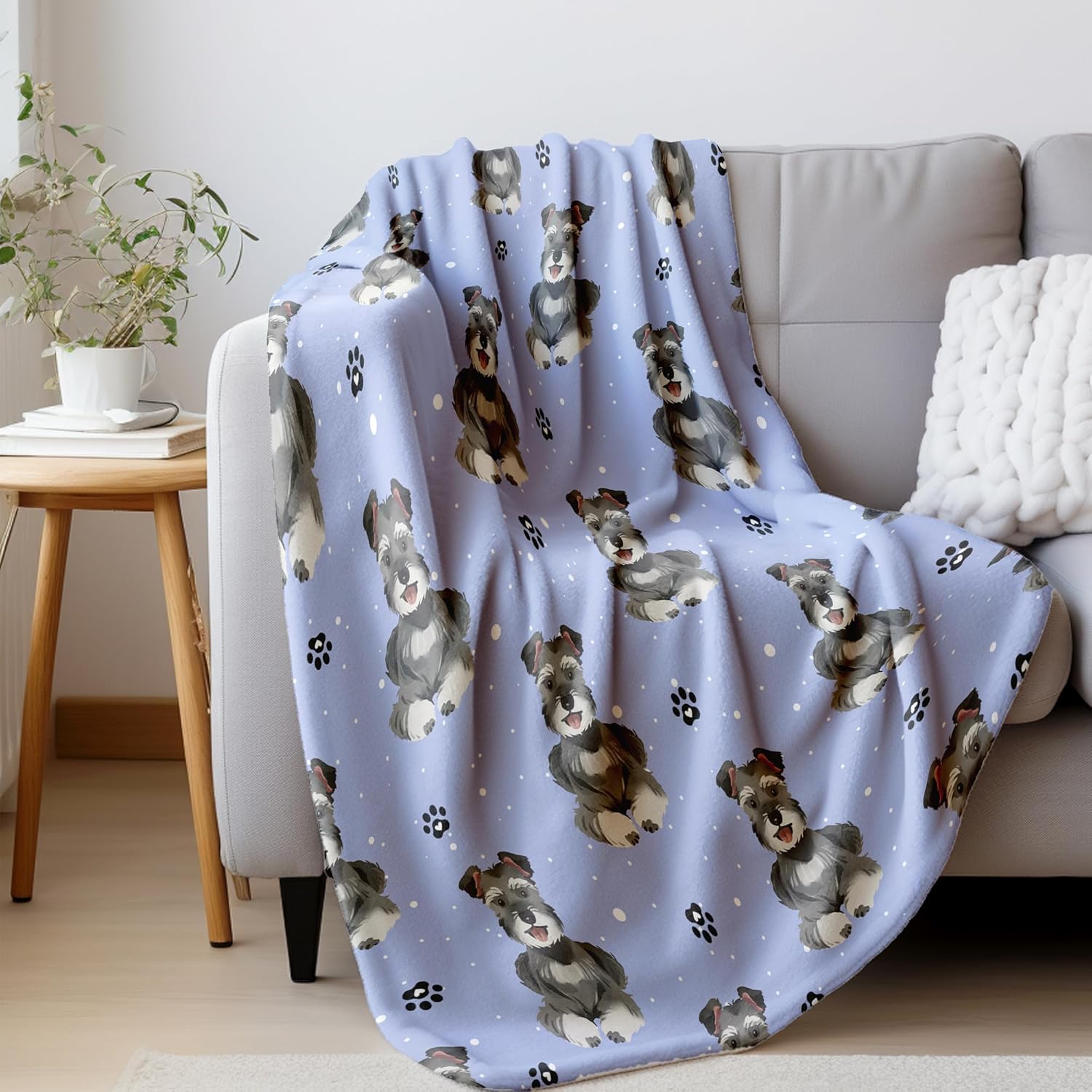 HIWX Schnauzer Blanket, Schnauzer Gifts for Women, Dog Mom Throw Blanket for Home Living Room Bedroom Couch Bed Decor, Dog Mom Lovers Owners Gifts for Women, 50x60 Inches