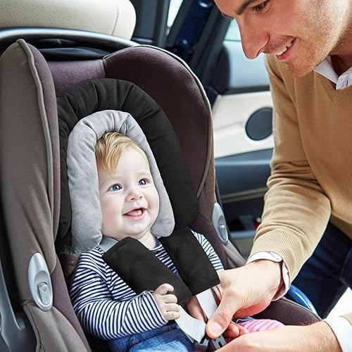 Miniatura 3 de COOLBEBE Juego de soporte y fundas de correa para bebé recién nacido, almohadillas extra suaves para asiento de automóvil, perfecto para asientos de