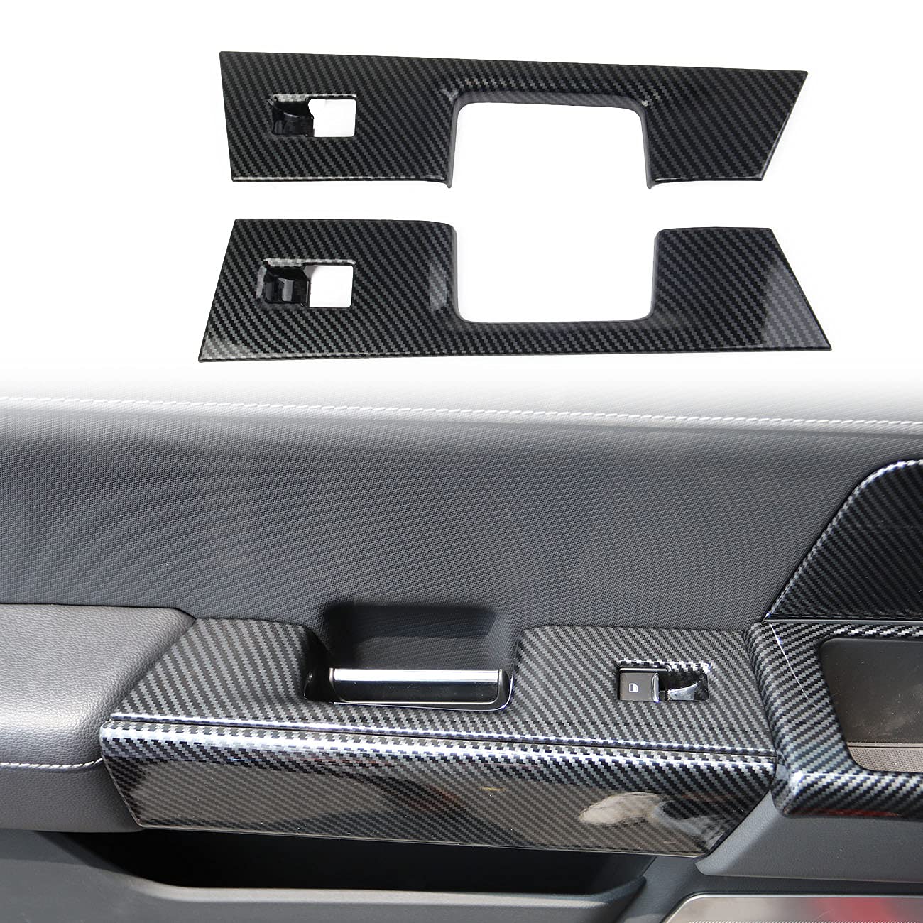 Korlot Carbon Fiber Interior Rear Door Window Switch Panel Cover Trim for Ford F150 2021+ Decoration Accessories