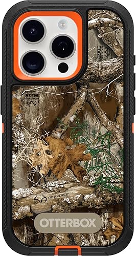 OtterBox Funda para iPhone 15 Pro (solamente) Defender Series - Realtree Edge (naranja Blaze/Negro/Borde RT), resistente y duradera, con protección
