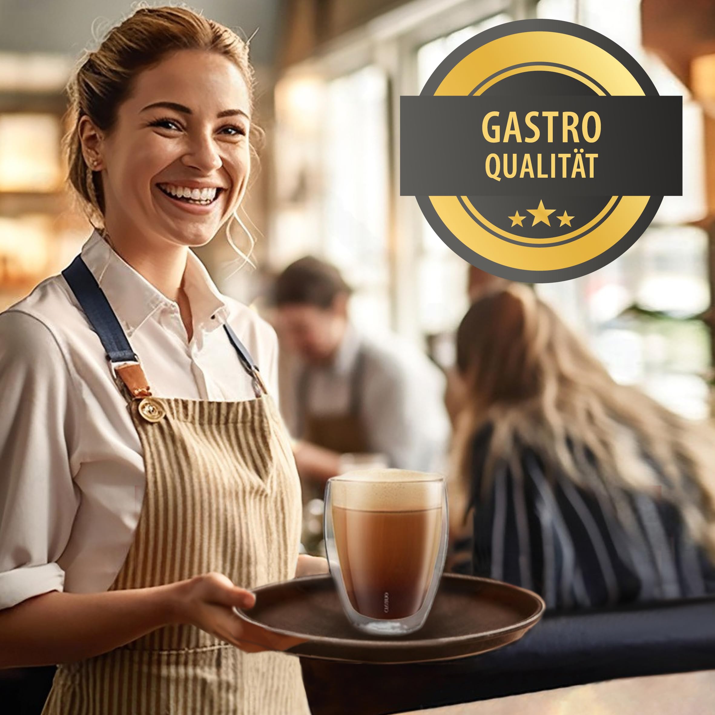 Creano PREMIUM doppelwandige Trinkgläser 400ml - 6er Set - WELTNEUHEIT | 100% Spülmaschinenfest durch GastroSeal Versiegelung deshalb Gastronomie Qualität - Doppelwandglas