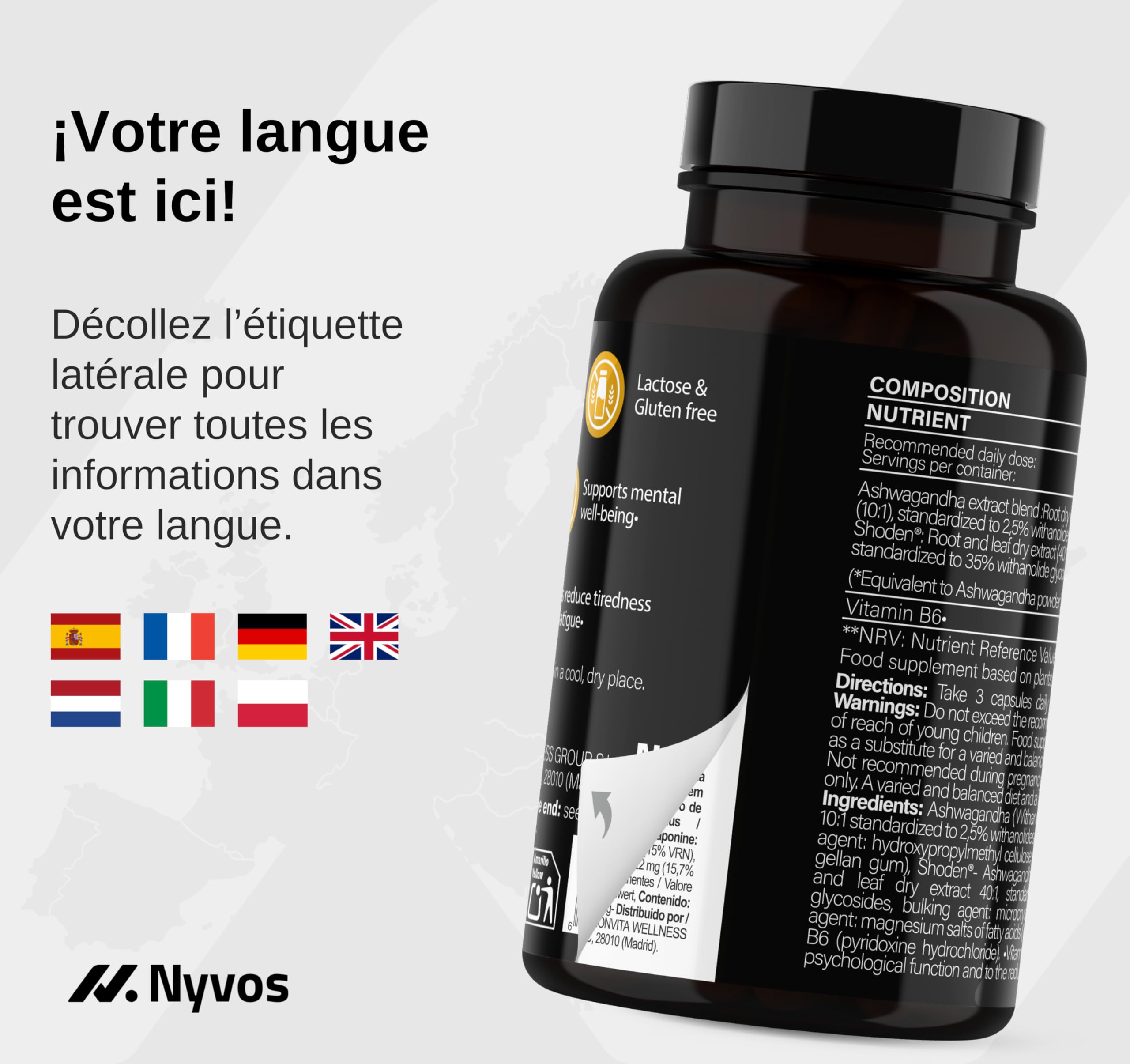 Ashwagandha Shoden Ultra® 35% de Withanolides – 15 000 mg équivalent | 7x plus concentré que l’Ashwagandha KSM-66 | Soutien à la concentration, au sommeil profond et à l’énergie | 120 gélules – Nyvos