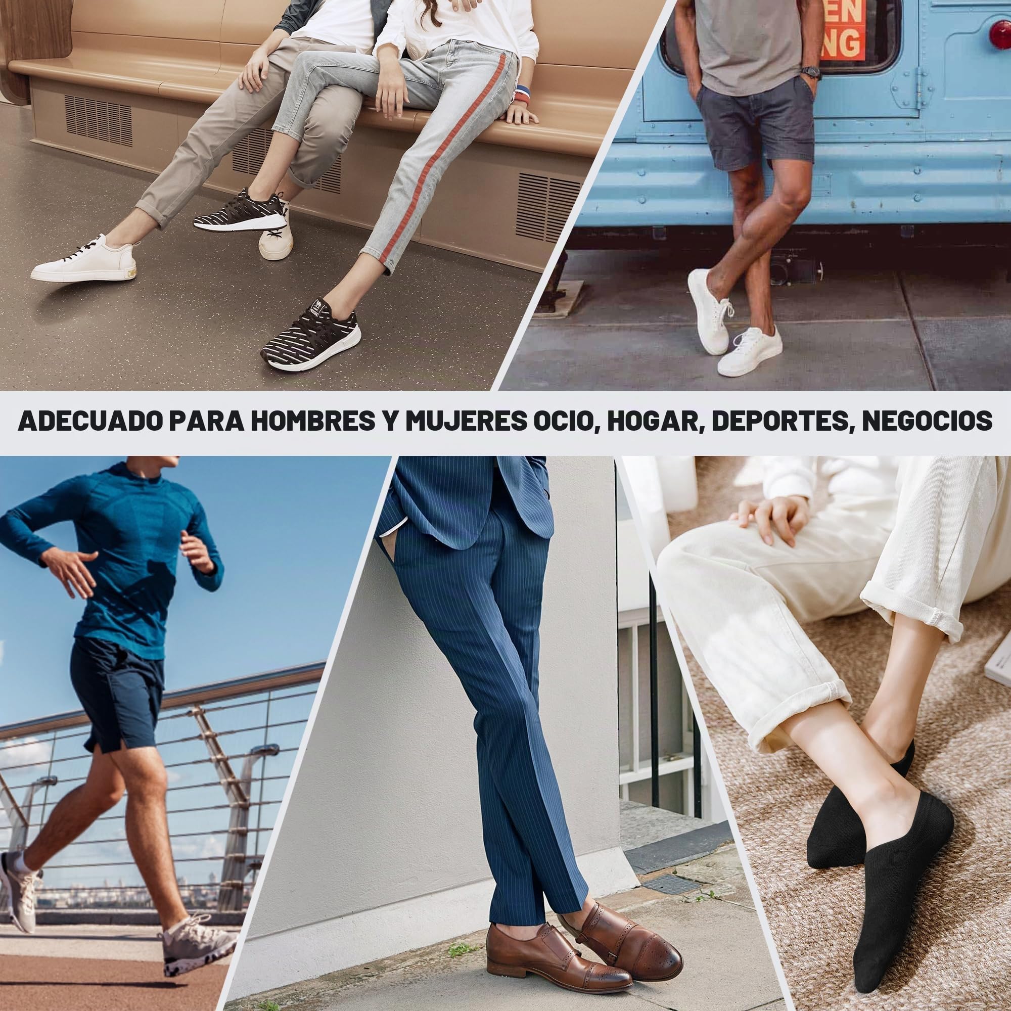 YOJOOM Calcetines Cortos Hombre Invisibles Respirable Calcetines tobilleros Algodón Silicona Antideslizantes