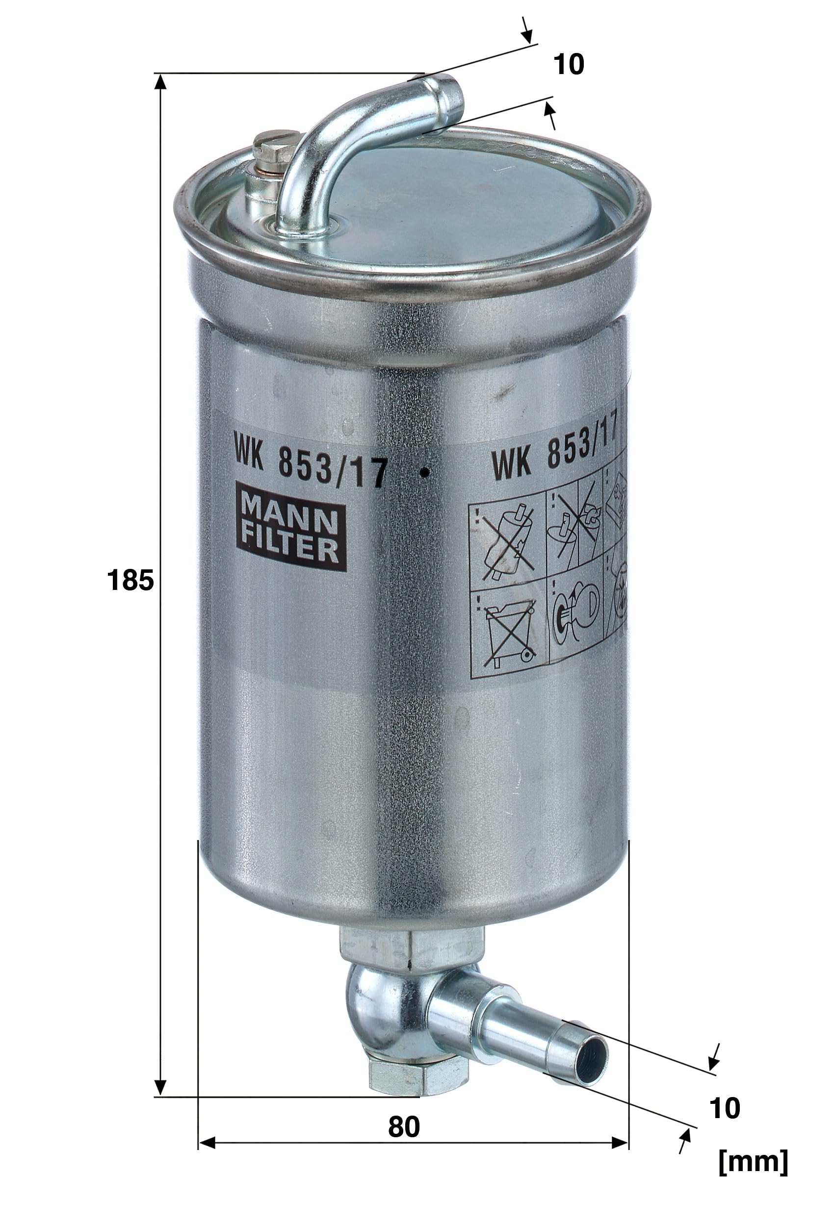 MANN-FILTER, WK 853/17 Filtro de combustible | Para Turismos, Protección sistema combustible, Protección inyectores, Combustible limpio, Calidad original OE