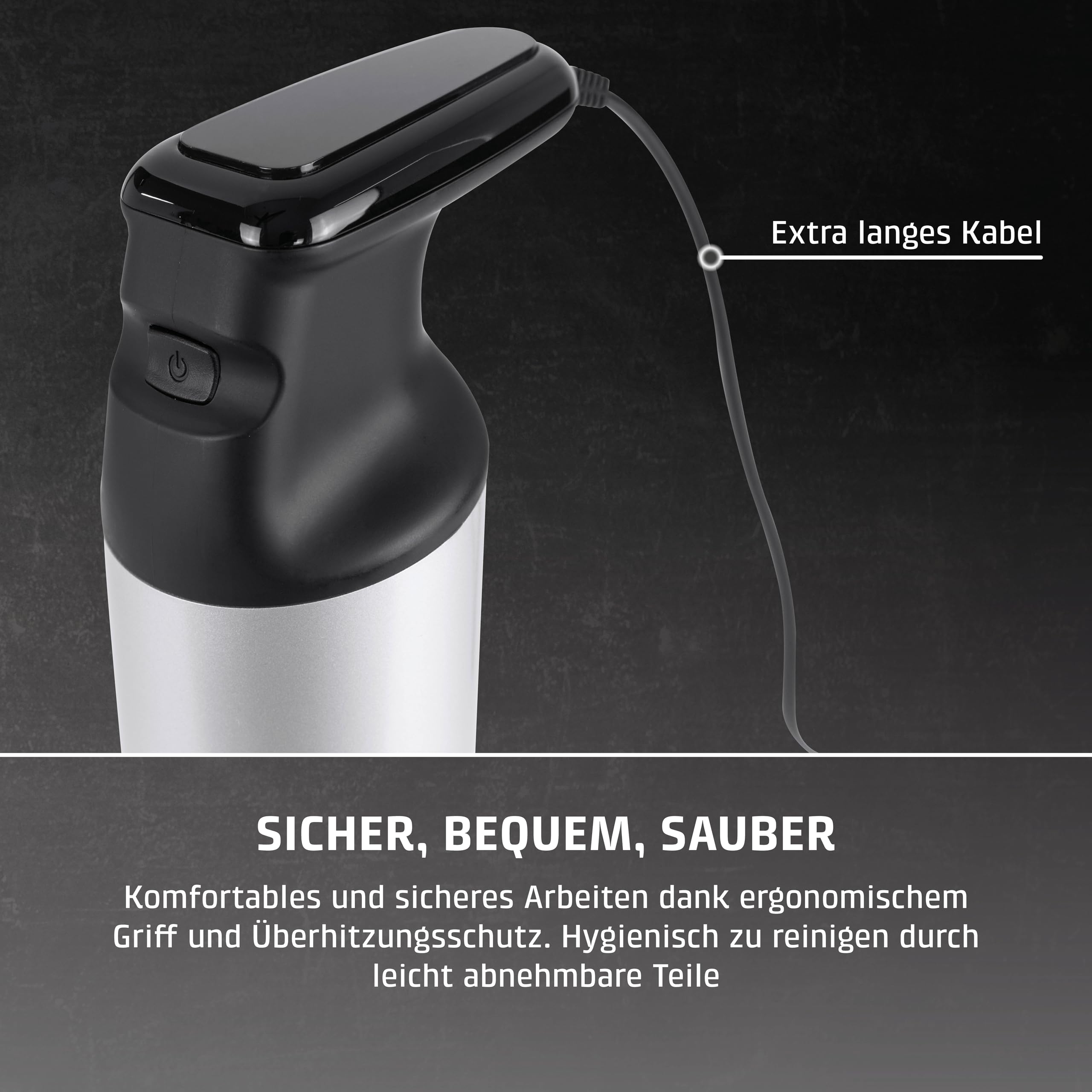 CASO HB 2400 Pro XL-Design Stabmixer Inkl. Zubehör, Testsieger Haus & Garten Test, Mixen, Rühren, Quirlen, Pürieren, Edelstahlstab (29cm), leistungsstarke 24.000 U/min