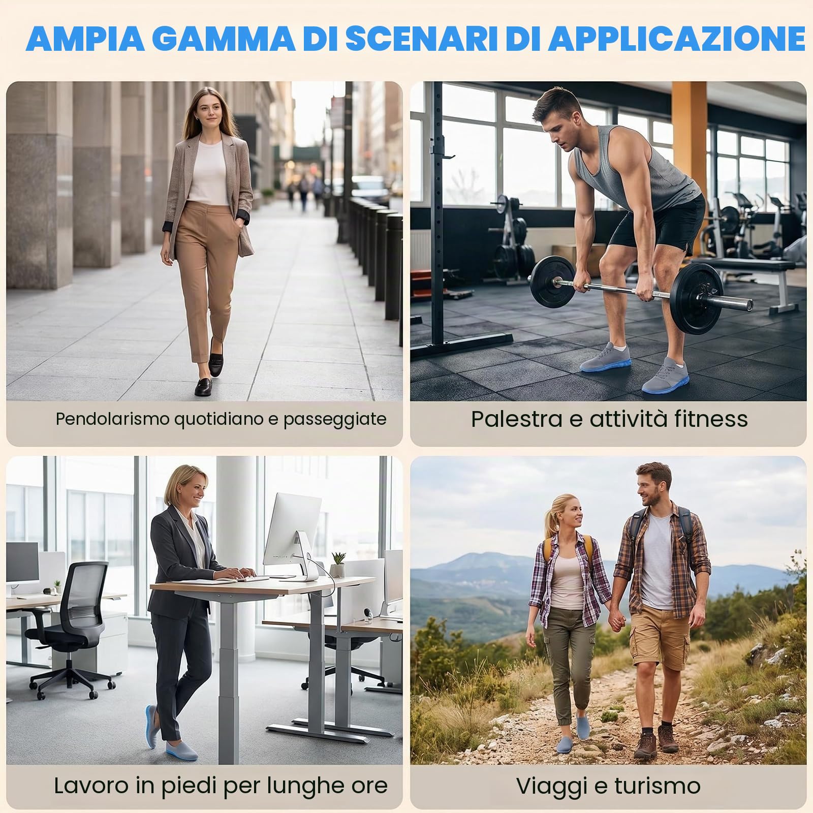 1 paio di solette sportive in gel di silicone blu, riutilizzabili, a nido d'ape, a tutta lunghezza, antiscivolo, comode, ammortizzanti, per scarpe da uomo e donna (grande)