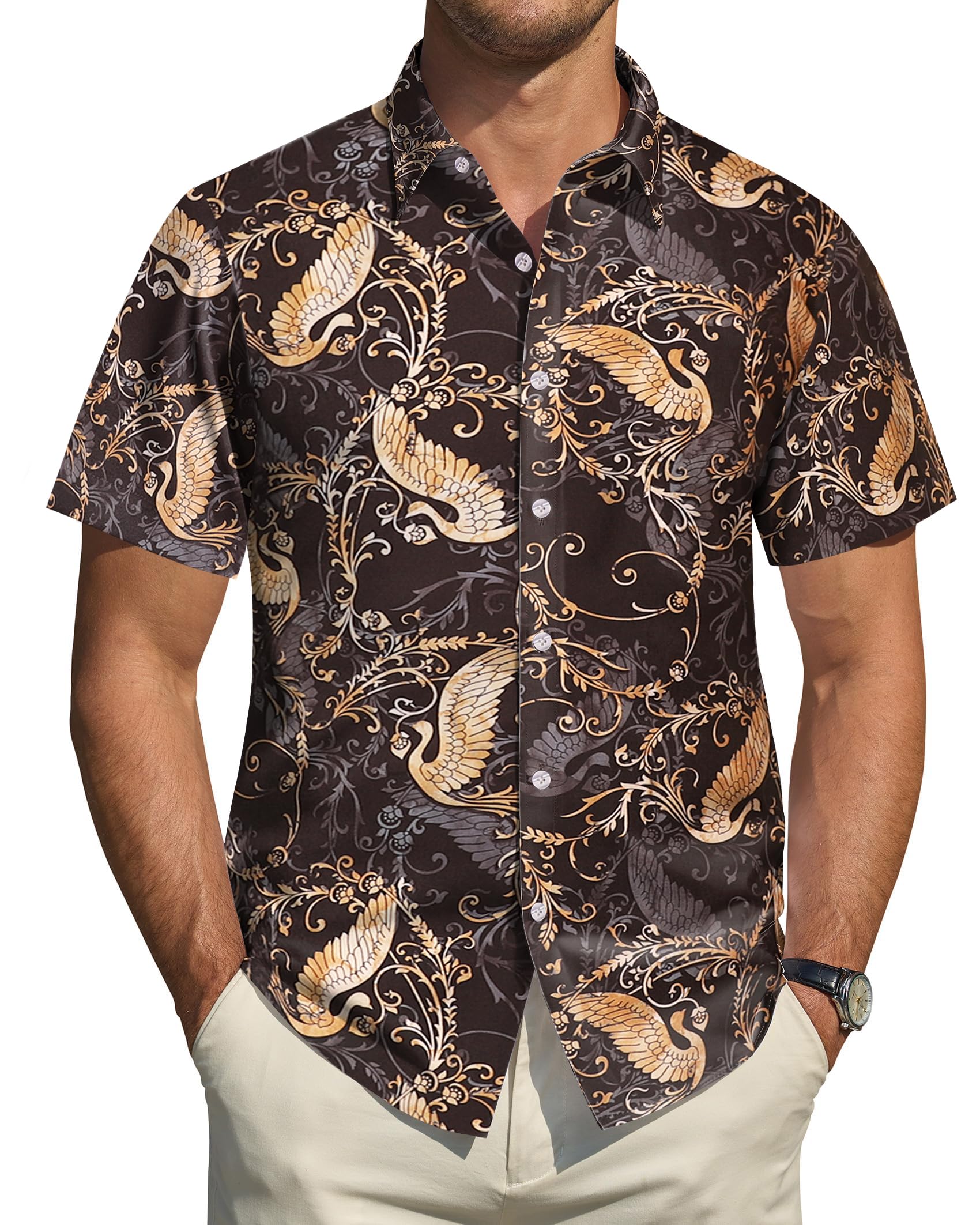 Rioofinx Hawaiian Shirt for Men Short Sleeve Button Down Shirt Men ...
