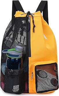 WANDF Swim Bag Mesh Drawstring Backpack with Wet Pocket for Swimming, Gym, and Workout Gear