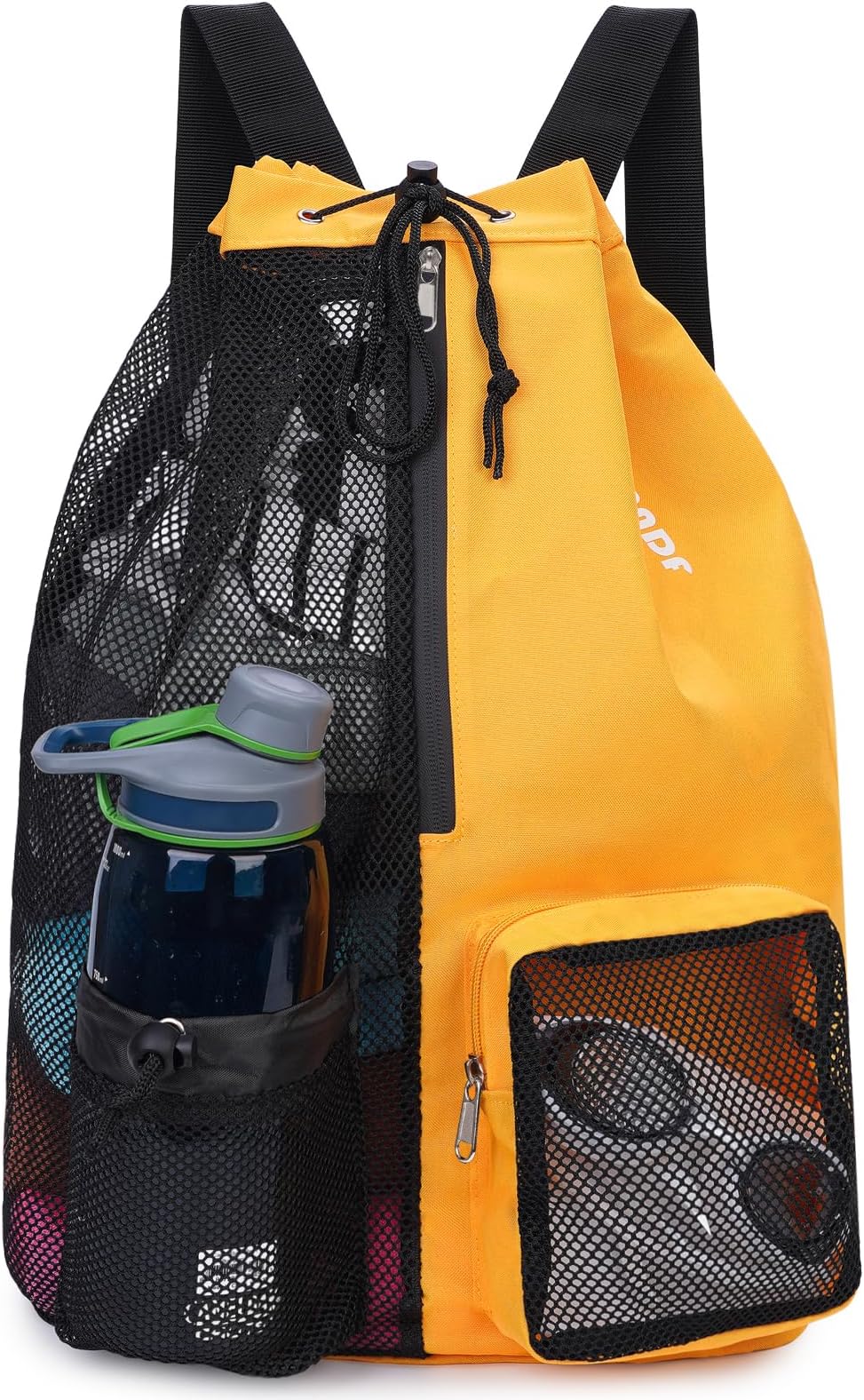WANDF Swim Bag Mesh Drawstring Backpack with Wet Pocket for Swimming, Gym, and Workout Gear