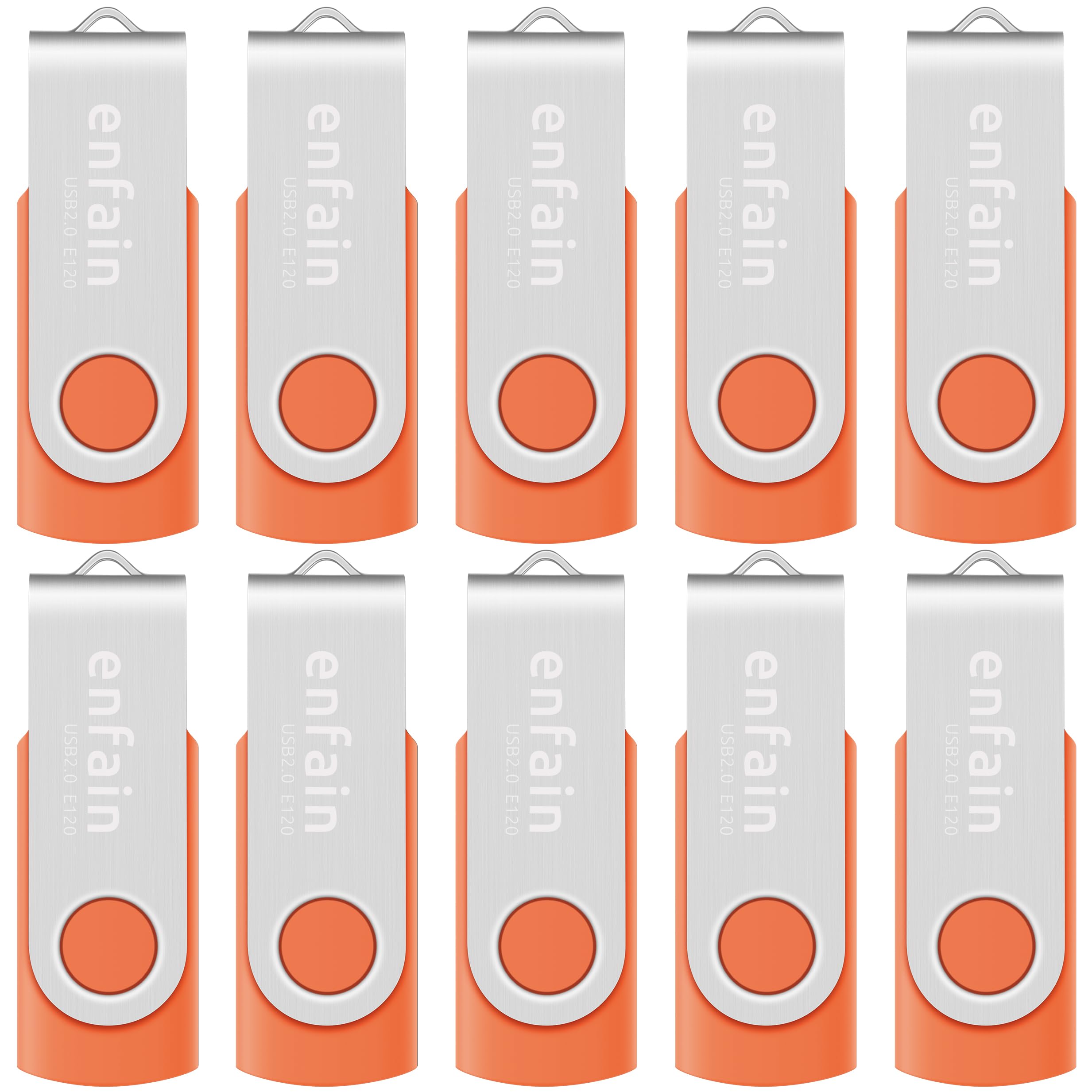 10 X Enfain 16GB Bulk USB Flash Drive Jump Zip Memory Stick 2.0 Orange, Affordable Solutions for Promotional Giveaways, Corporate Gifts, Catalogs, Software Distribution, Direct Mail Campaigns, Music