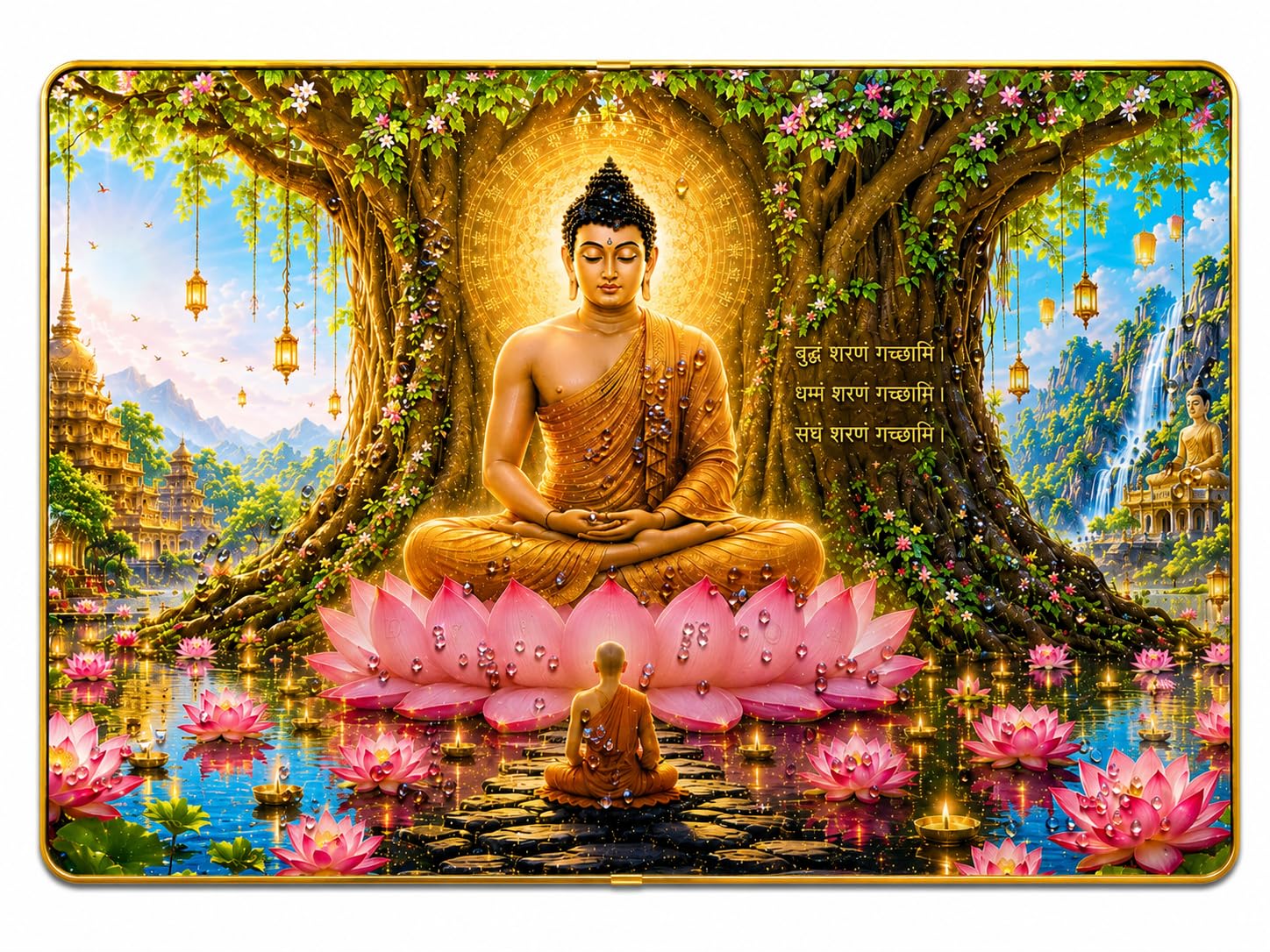 BrijiQa Exclusive Buddha Under Bodhi Tree Wall Painting | Wall Hanging for Living Room, Meditation Room, GIFT & Home Decor | 12x18 Inch-image-20