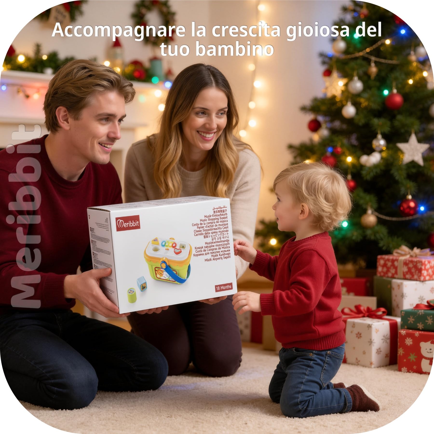 Giocattoli Sensoriali, Scatola Musicale con Forme da Incastro per Bambini 1-3 Anni, Giochi Educativi per 2 Anni con Luci e Pianoforte, Regalo per 1 2 3 Anni