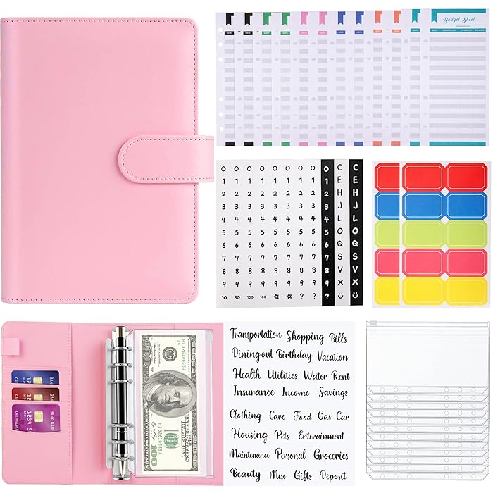 Buy Budget Binder with Cash Envelopes,TOUVE A6 PU Leather Budget
