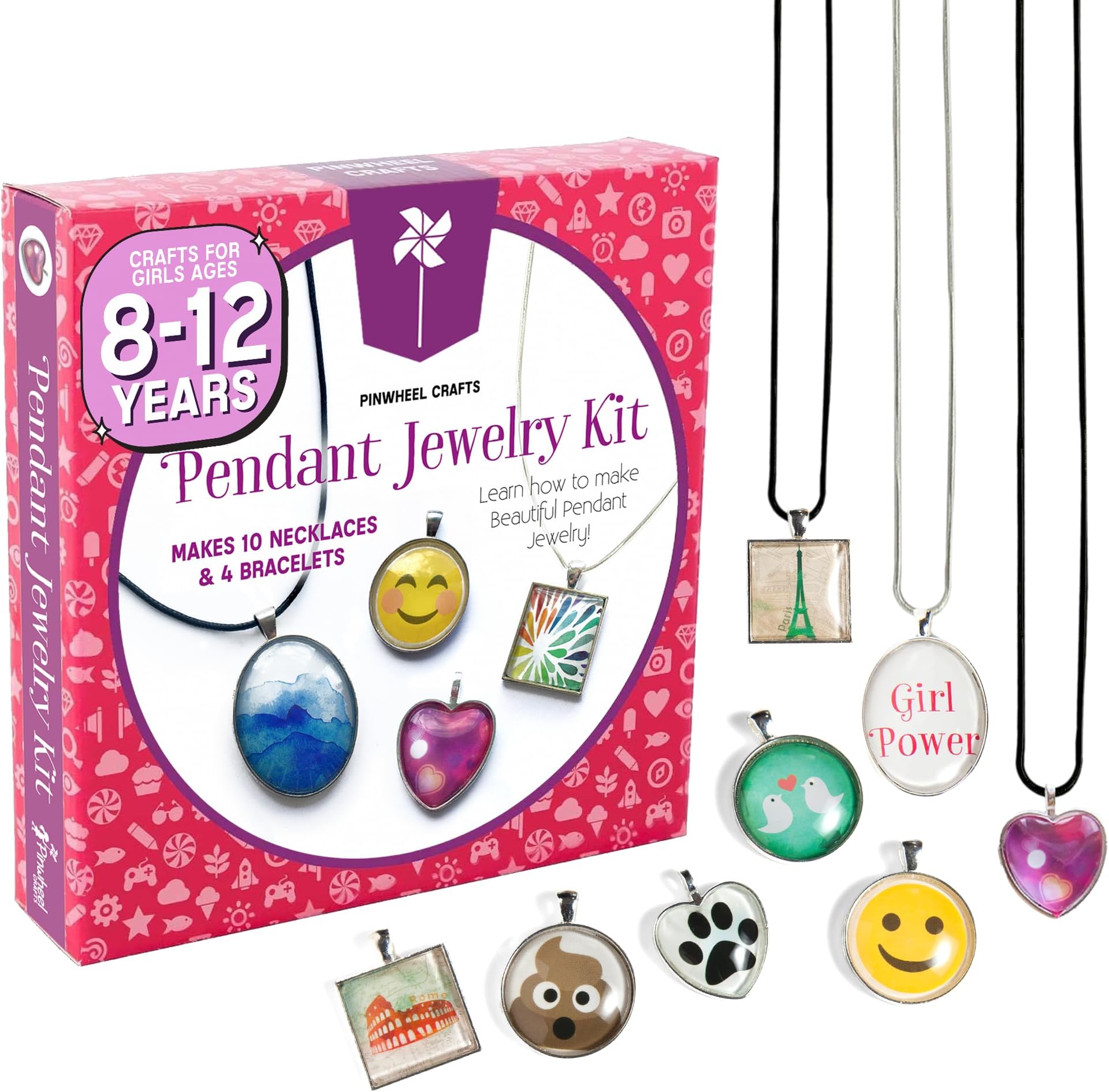 Pendant Jewelry Making Kit for Girls 8-12+ Years, Necklace and Bracelet Making Kit for Kids – Single Craft to Create Multiple Necklace & Bracelet for Teens with 200 Designs