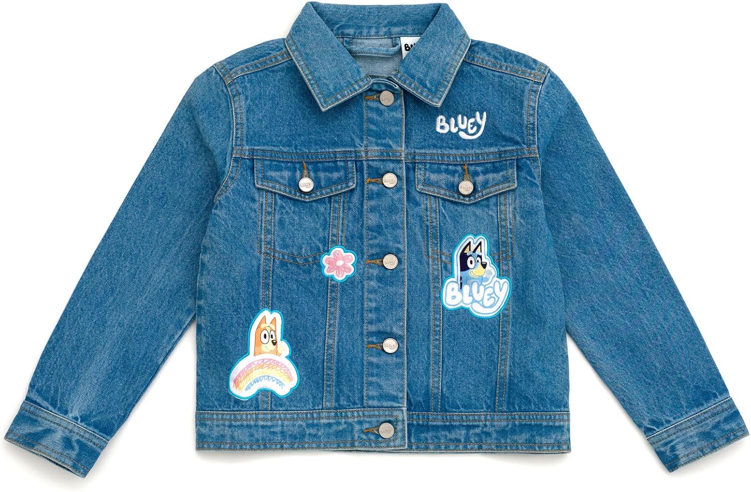 Bluey Girls Denim Jacket Toddler to Big Kid Sizes (2T - 10-12)