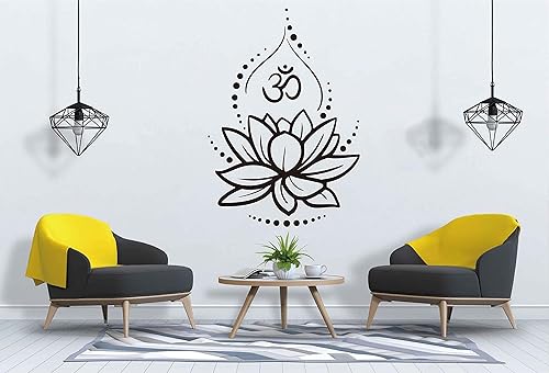 Miniatura 4 de Calcomanías de vinilo de loto para pared, diseño de signo de Om para yoga, meditación, murales extraíbles para decoración de habitación, flor LC262