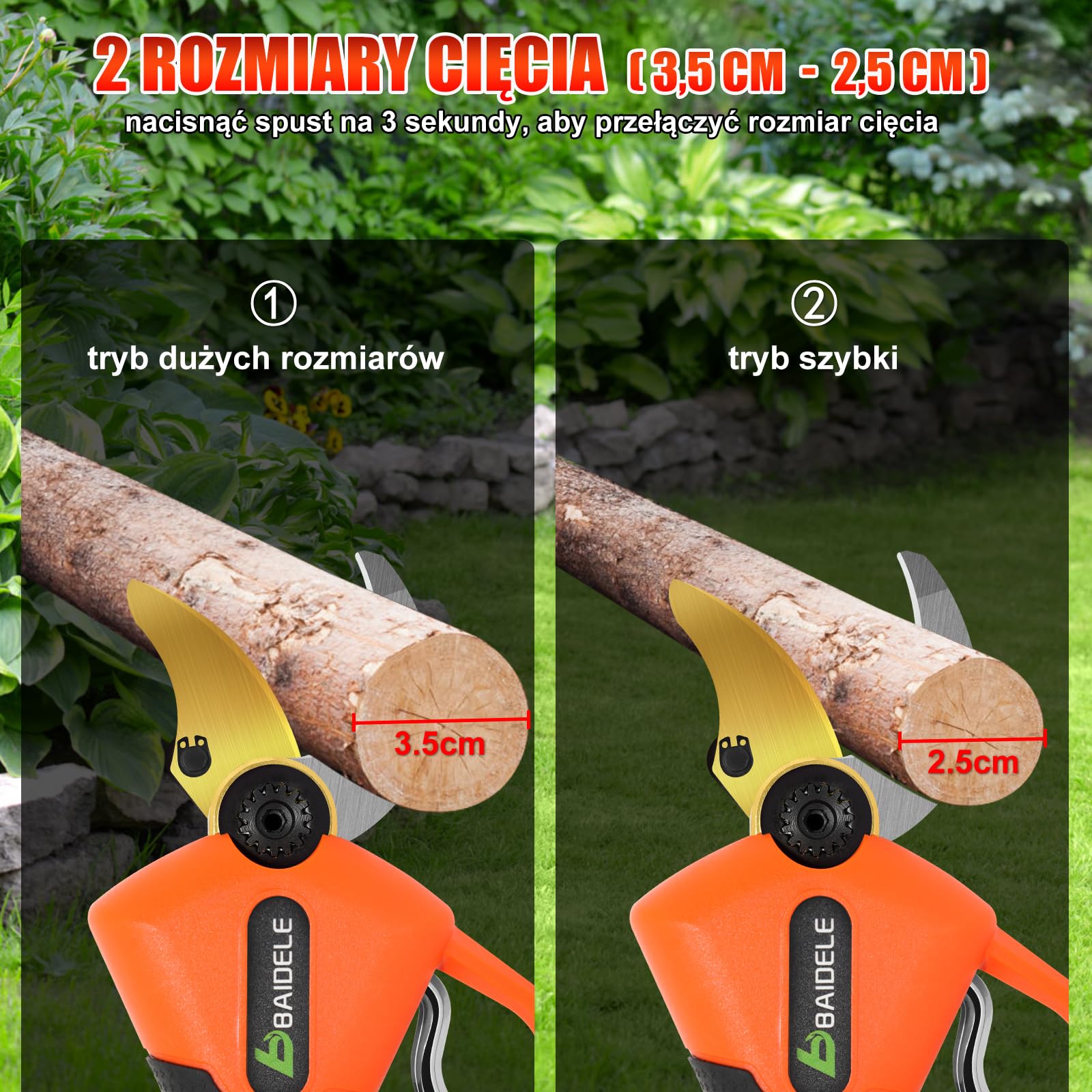 Sekator Elektryczny 35MM, Sekator Akumulatorowy 21V Z Akumulatorem Litowym 4,0 AH (2 X 2,0 AH), 6-8 Godzin Pracy, Odpowiedni Do Sadów I Dużych Gospodarstw Rolnych