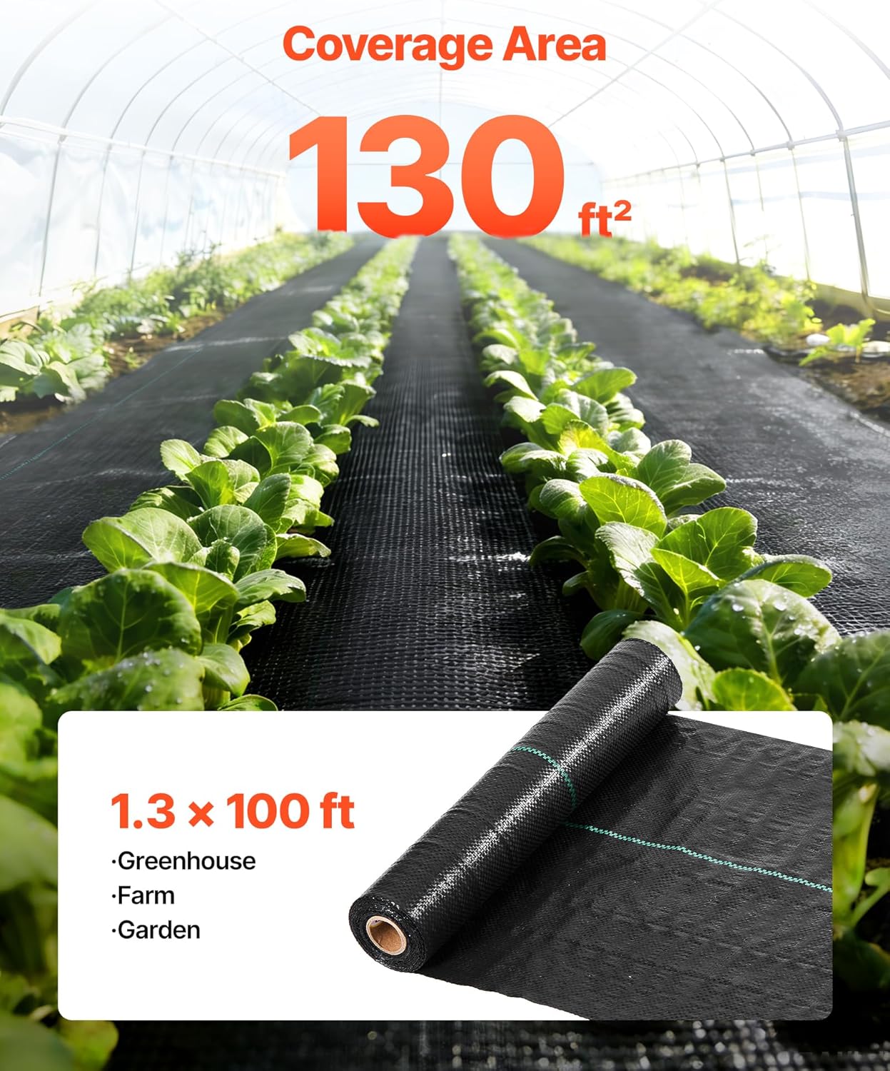 VEVOR Weed Barrier Fabric Heavy Duty, 1.3x100FT 3.2oz Landscape Fabric, Woven Weed Blocker Fabrics, Garden Fabrics Weeds Barrier, Weeds Control Ground Cover, Geotextile Webbing, Gardening Mat, Black